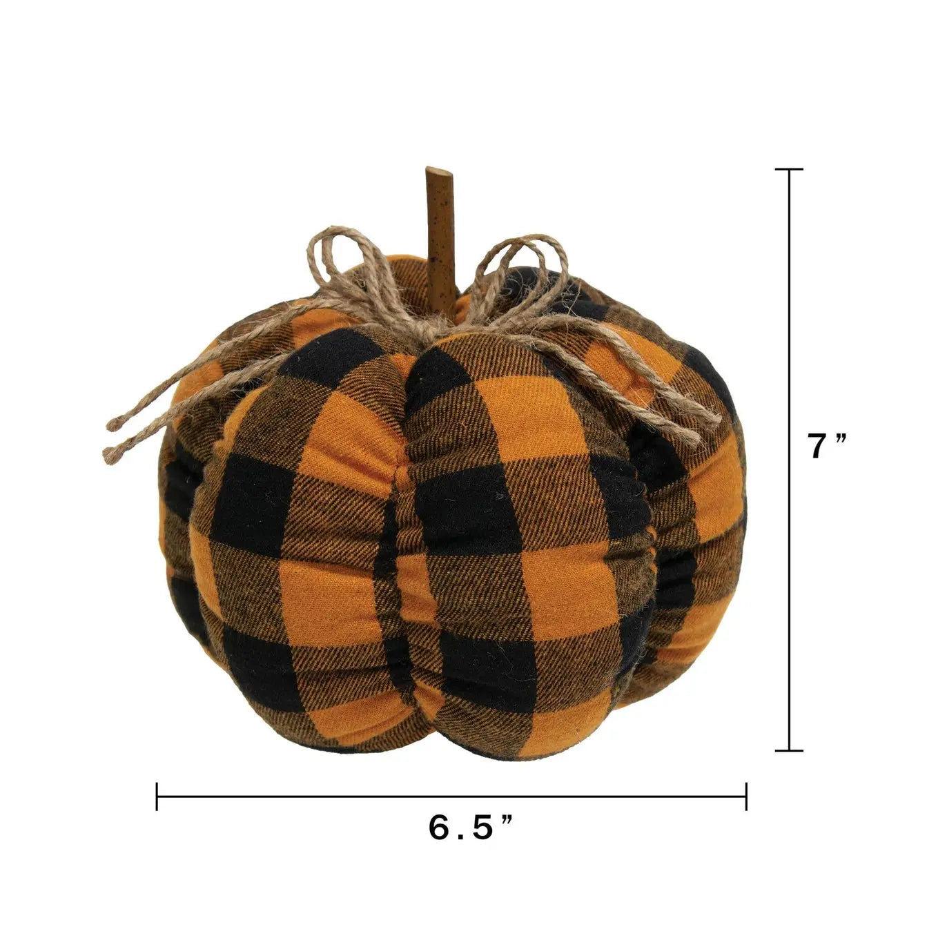Orange & Black Buffalo Check Stuffed Pumpkin | 6.5"