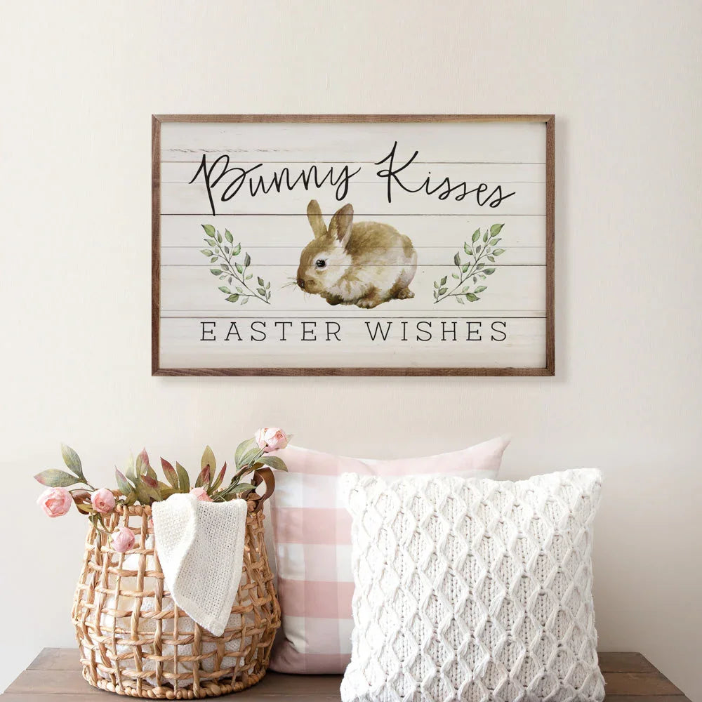 Bunny Kisses Easter Wishes Greenery Whitewash