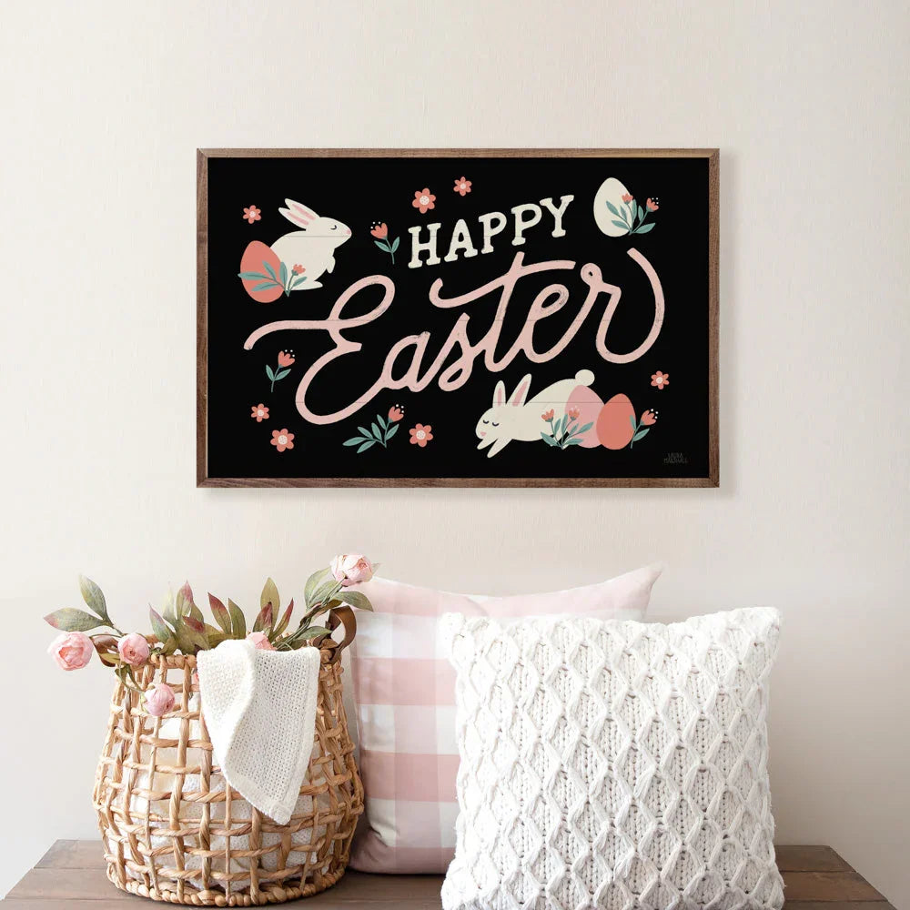 Bunny Kisses I Happy Easter Black By Laura Marshall