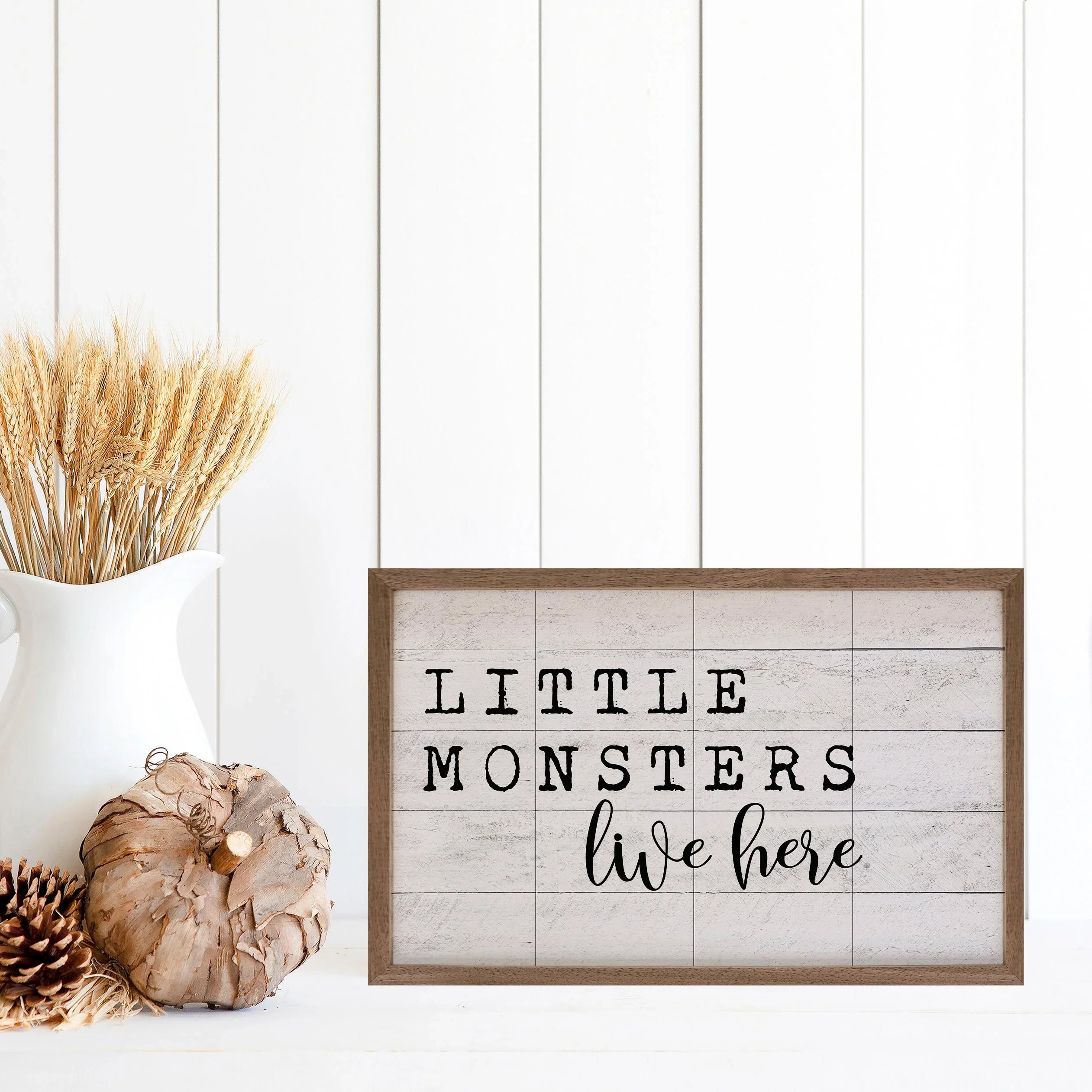 Little Monsters Live Here Whitewash