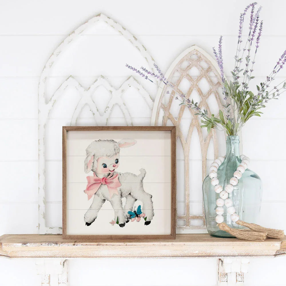 Easter Lamb With Butterflies White