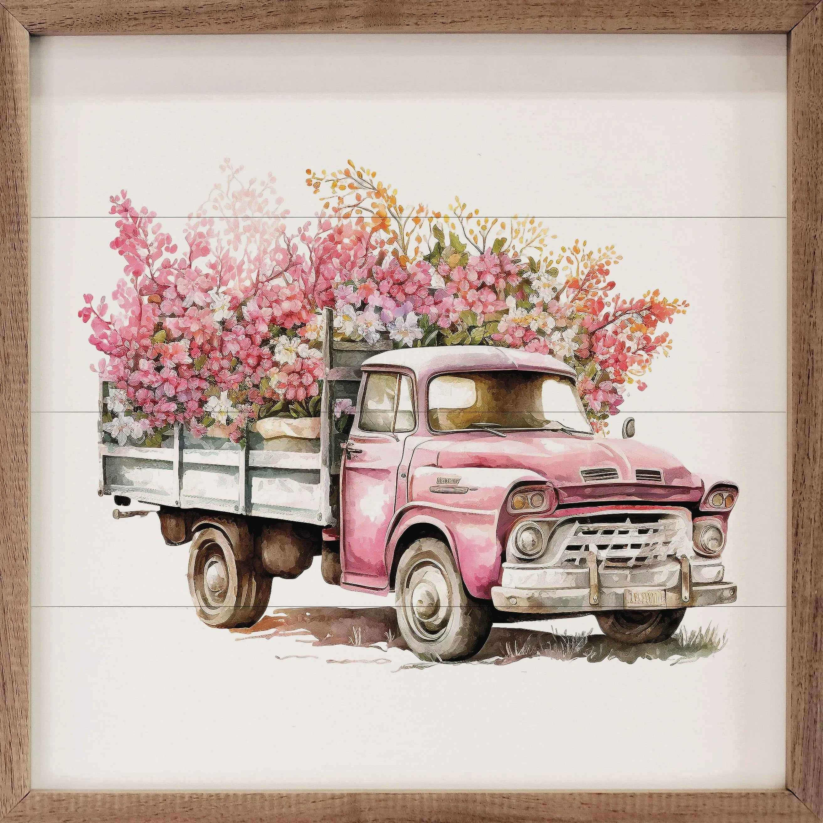 Pink Truck With White Box Flowers