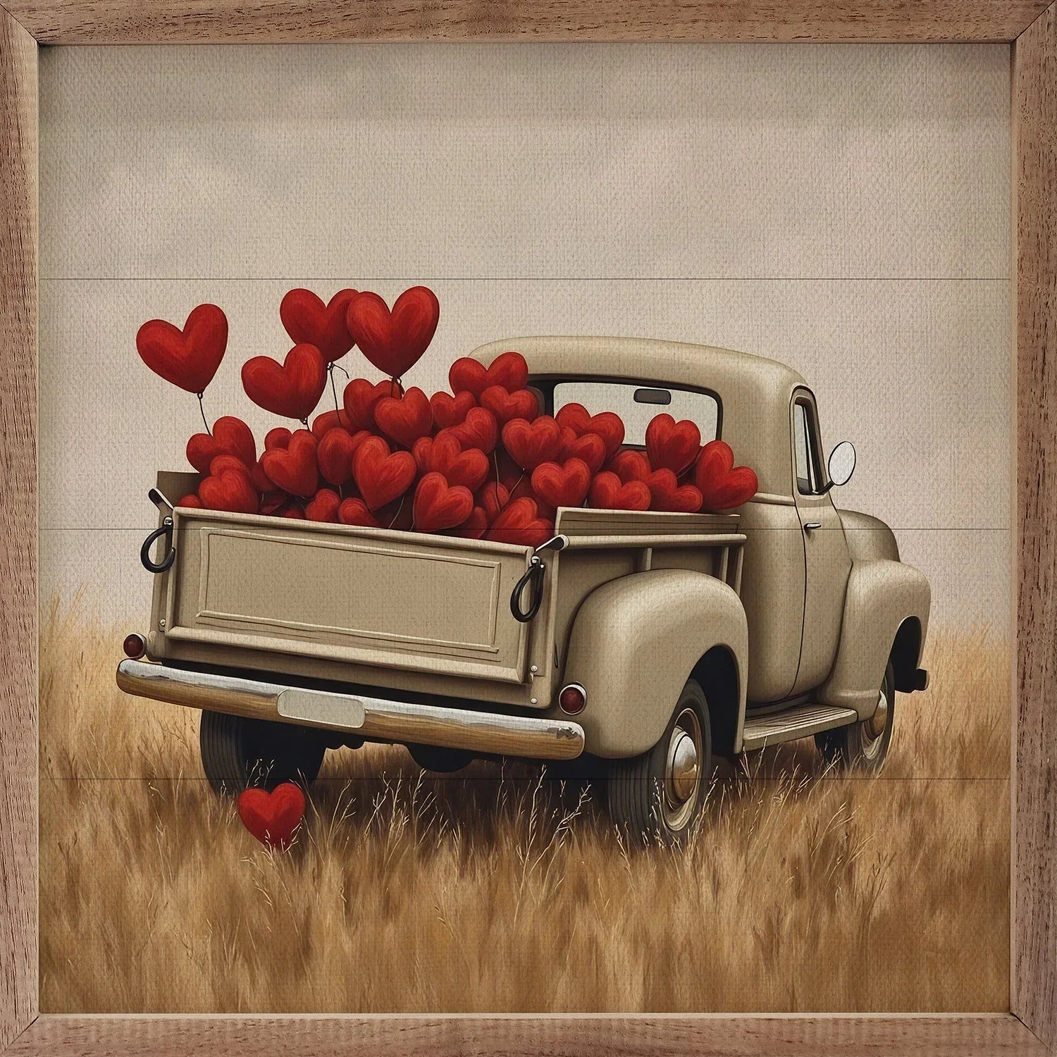 White Valentine's Day Truck Hearts