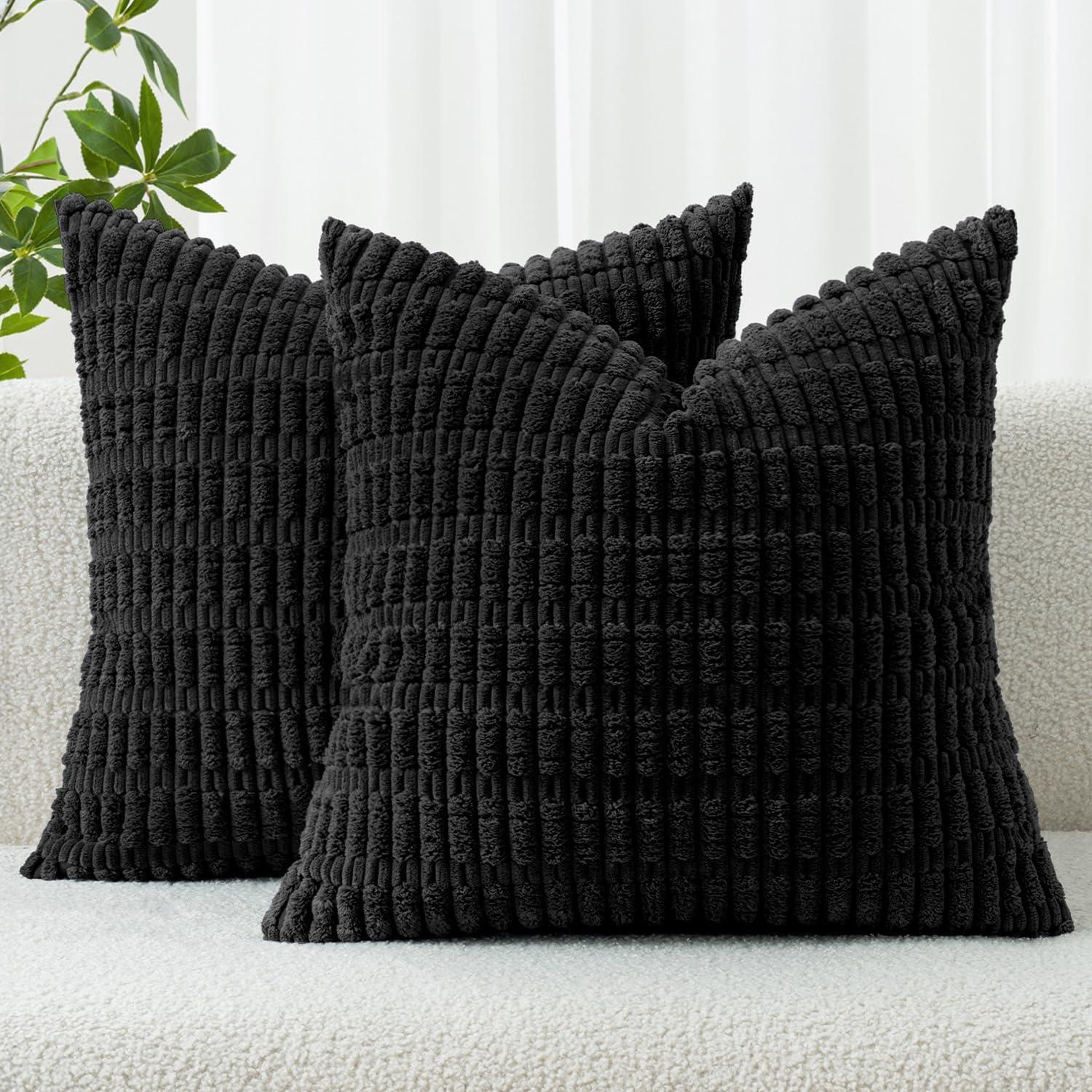 Corduroy Striped Throw Pillow Covers – 18" x 18" (Set of 2) - KJ Cozy Designs