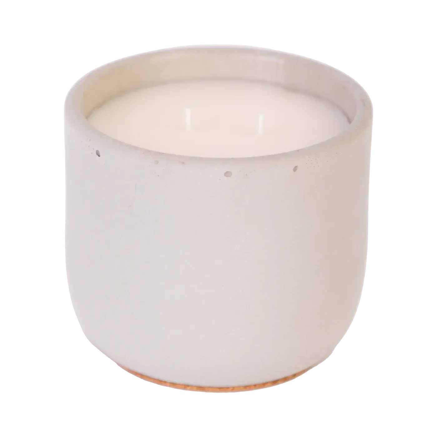 Cream ceramic candle with two wicks, farmhouse style home decor for cozy living spaces