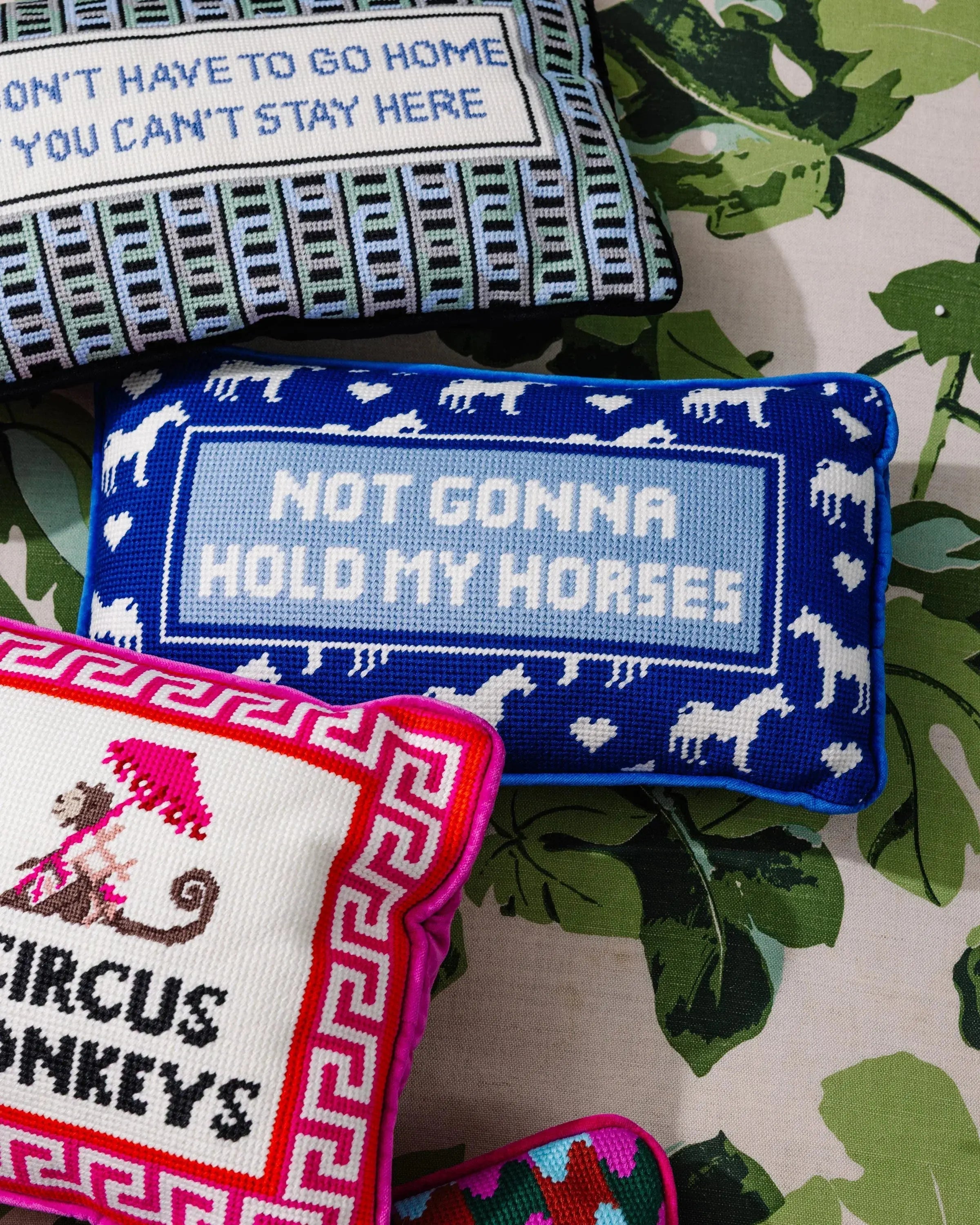 Hold My Horses Needlepoint Pillow Furbish Studio