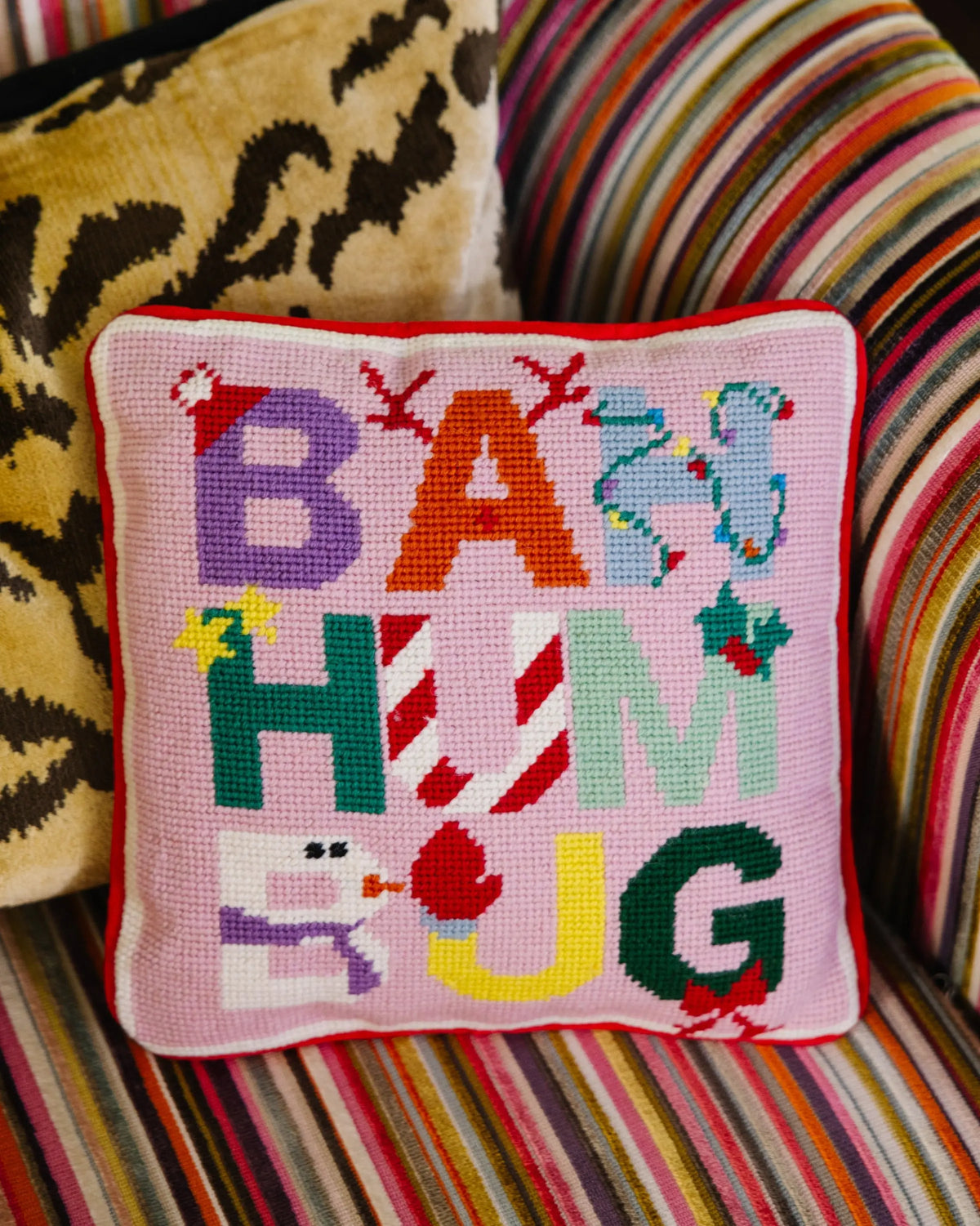 Bah Humbug Needlepoint Pillow