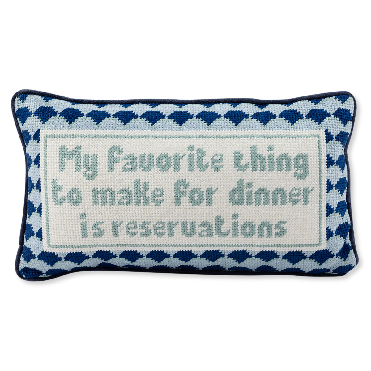 Reservations Needlepoint Pillow Furbish Studio