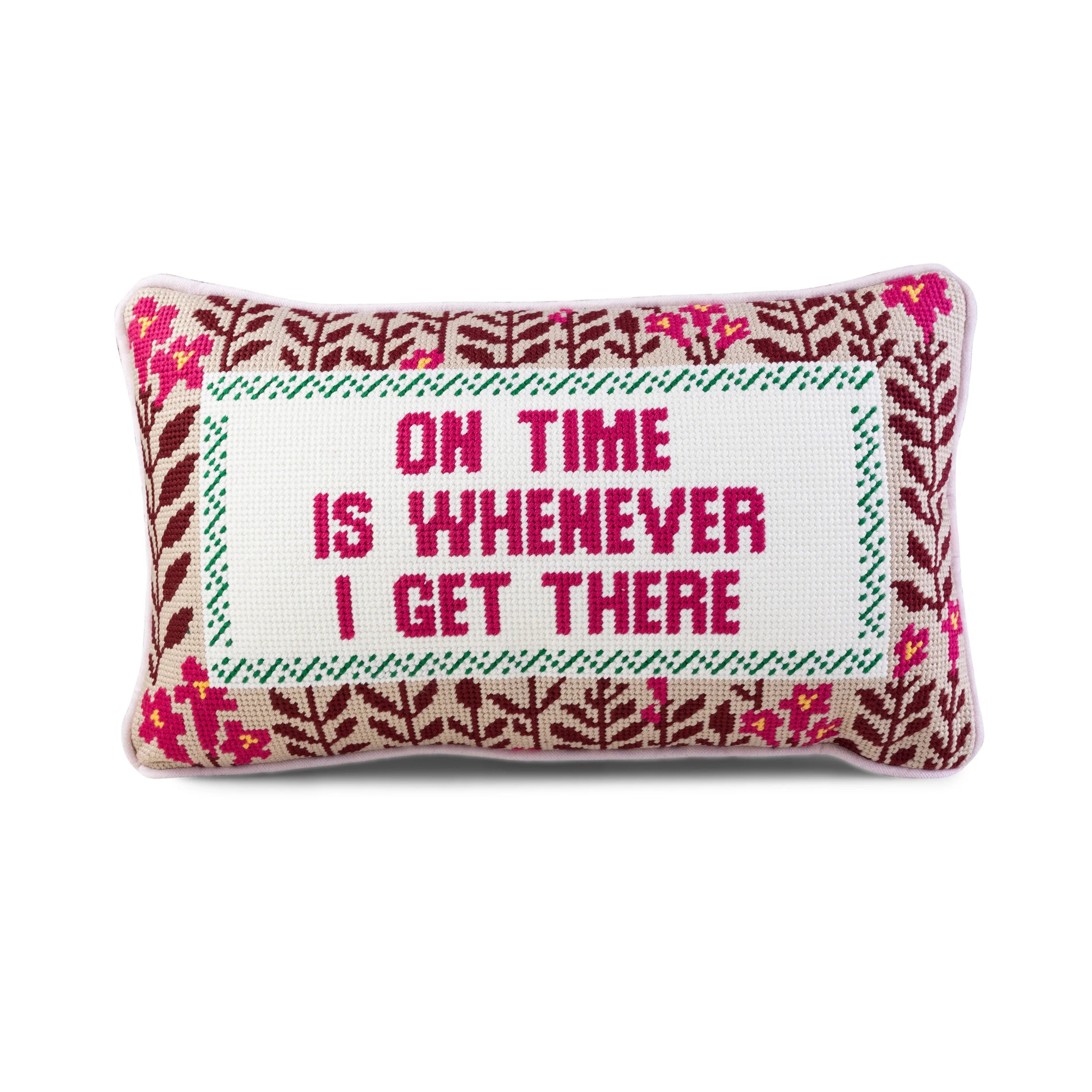 On Time Needlepoint Pillow Furbish Studio