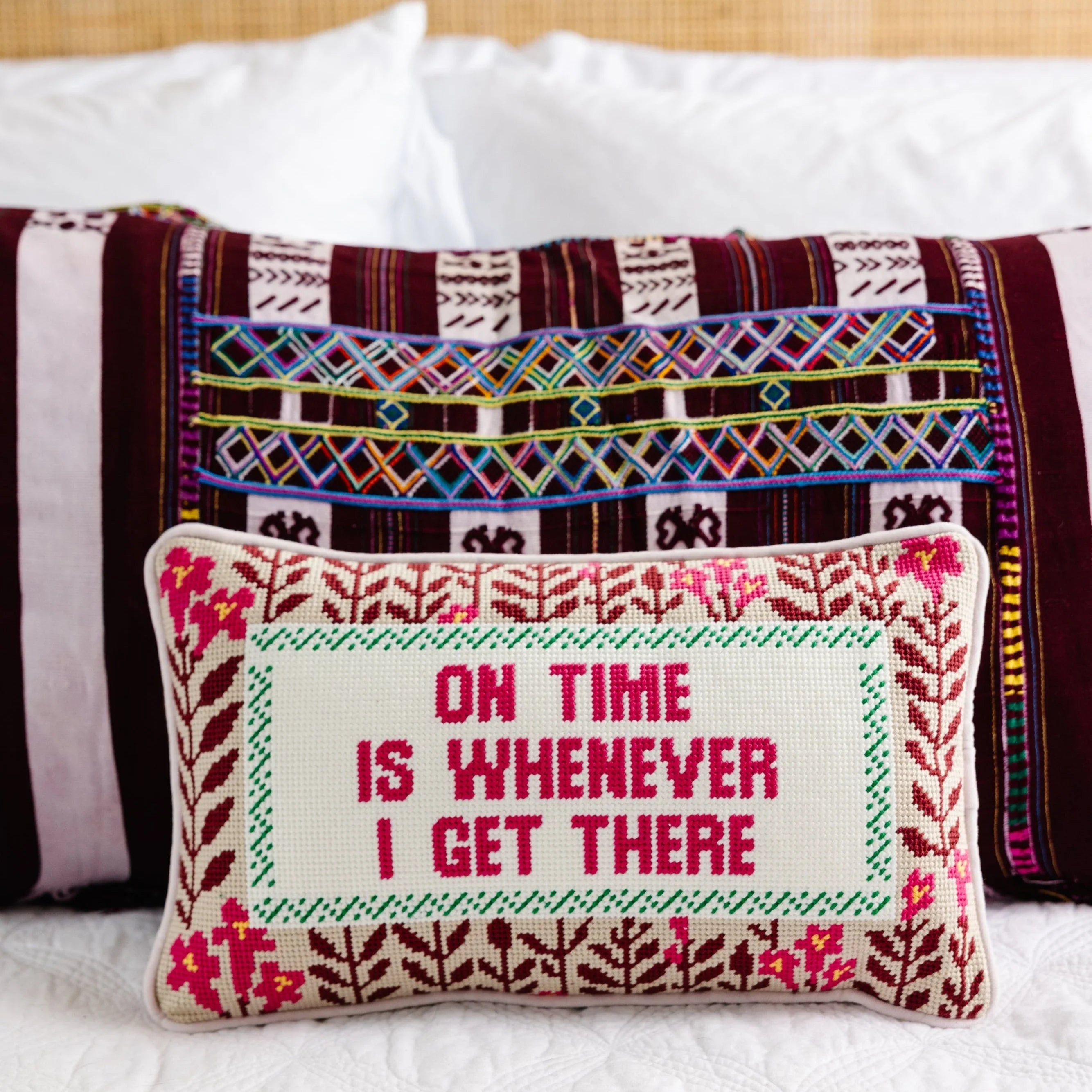 On Time Needlepoint Pillow Furbish Studio