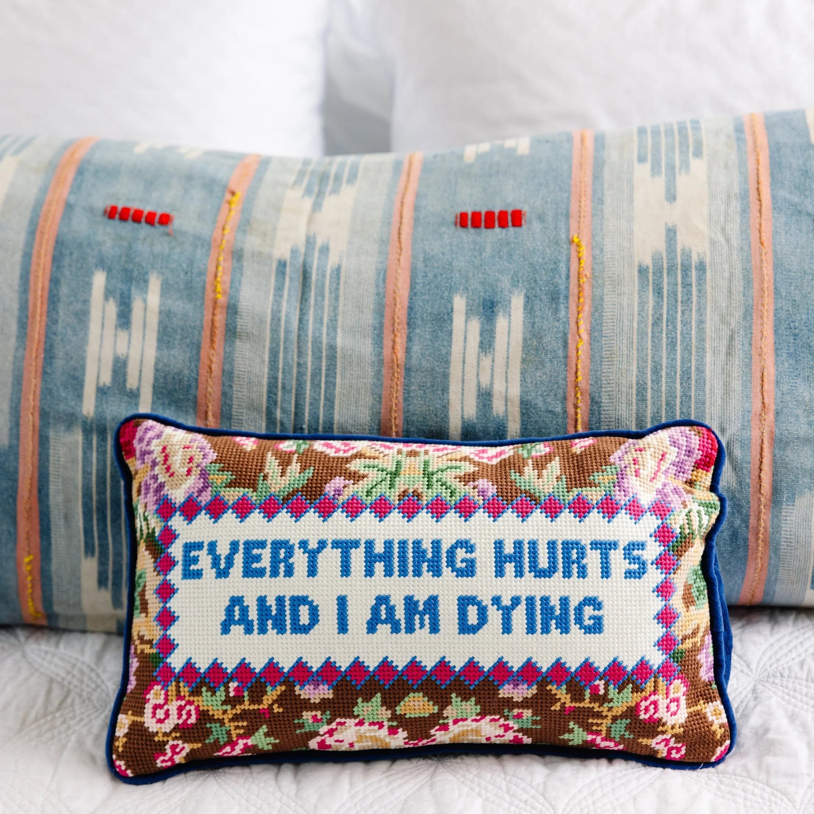 Everything Hurts Needlepoint Pillow Furbish Studio
