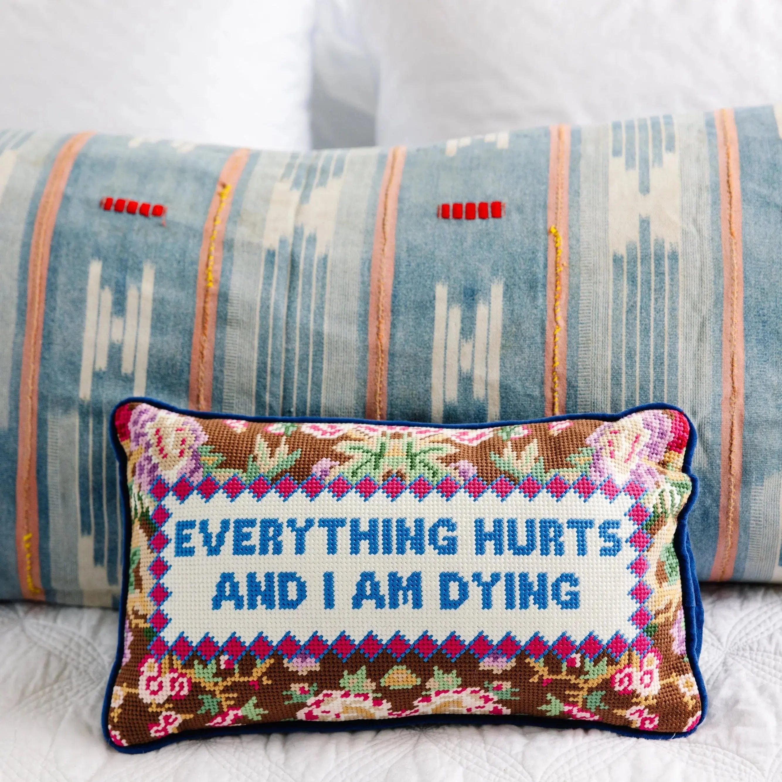 Everything Hurts Needlepoint Pillow Furbish Studio