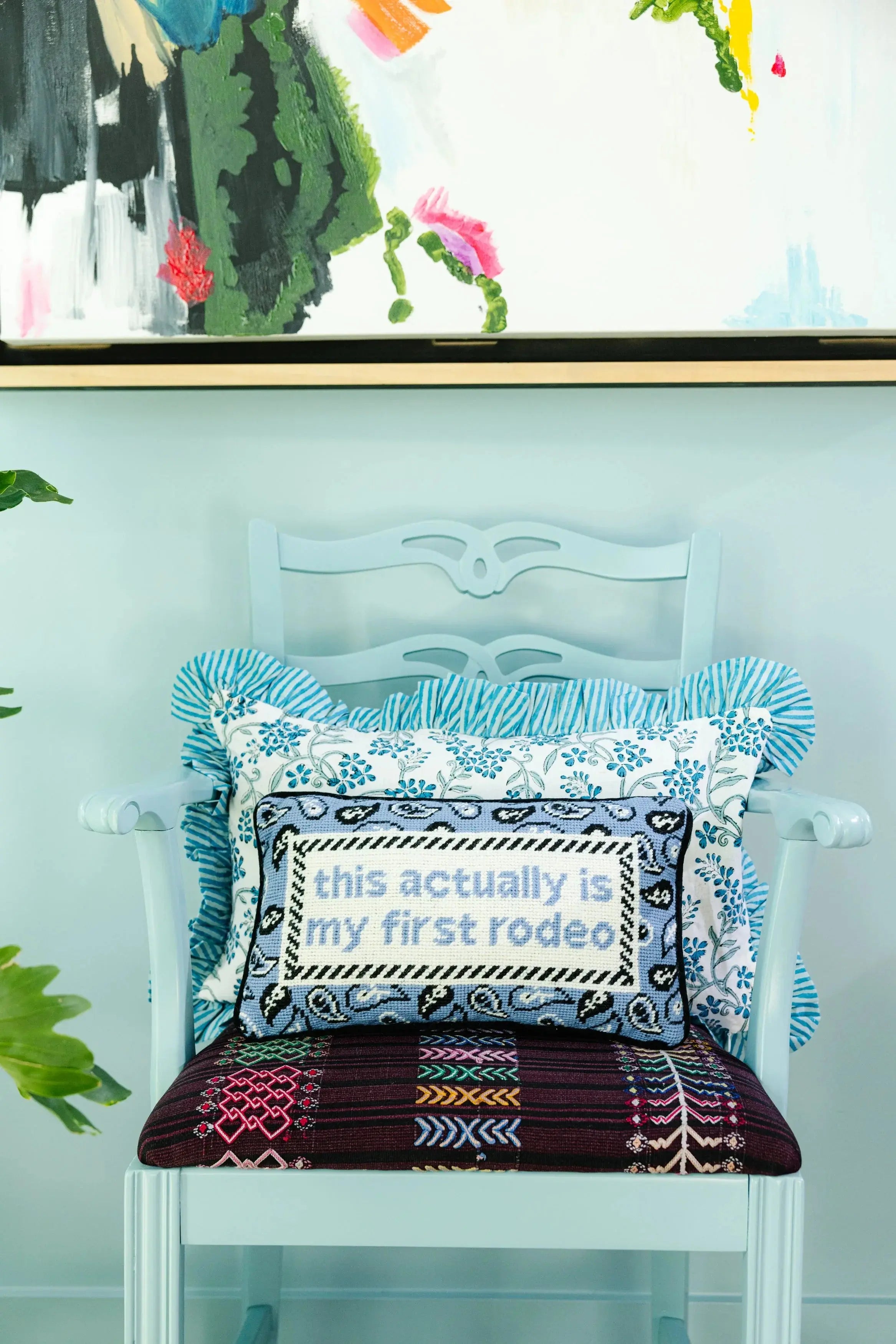 First Rodeo Needlepoint Pillow Furbish Studio
