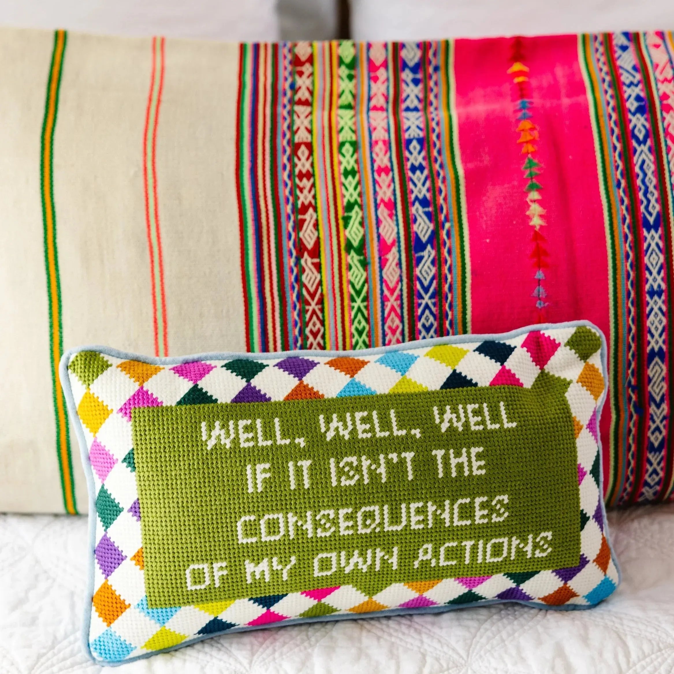 Well Well Well Needlepoint Pillow Furbish Studio