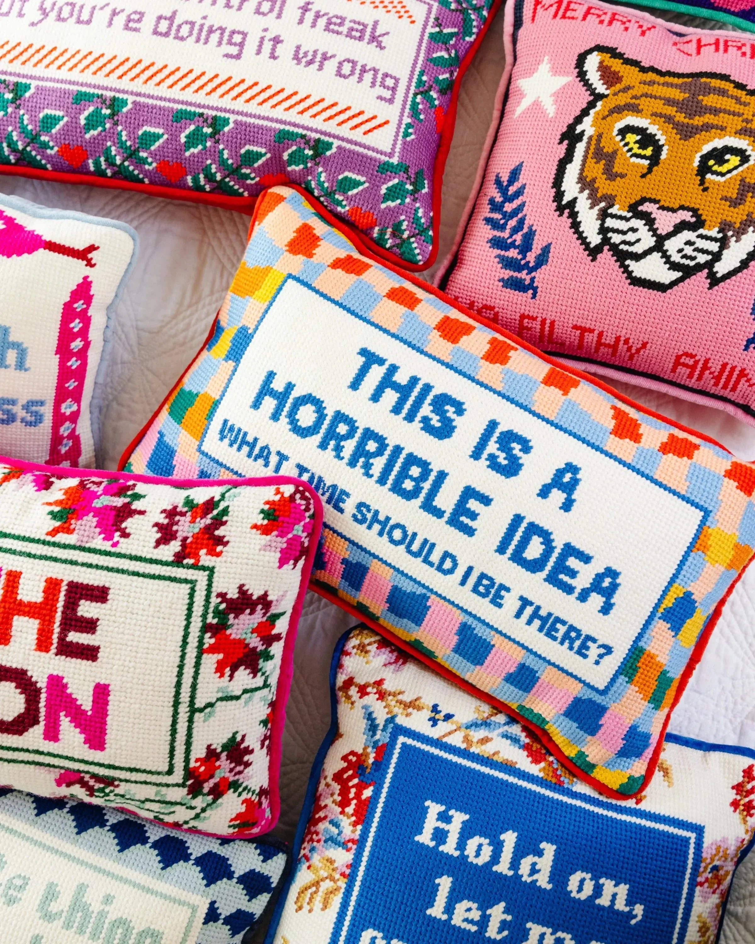 Horrible Idea Needlepoint Pillow Furbish Studio