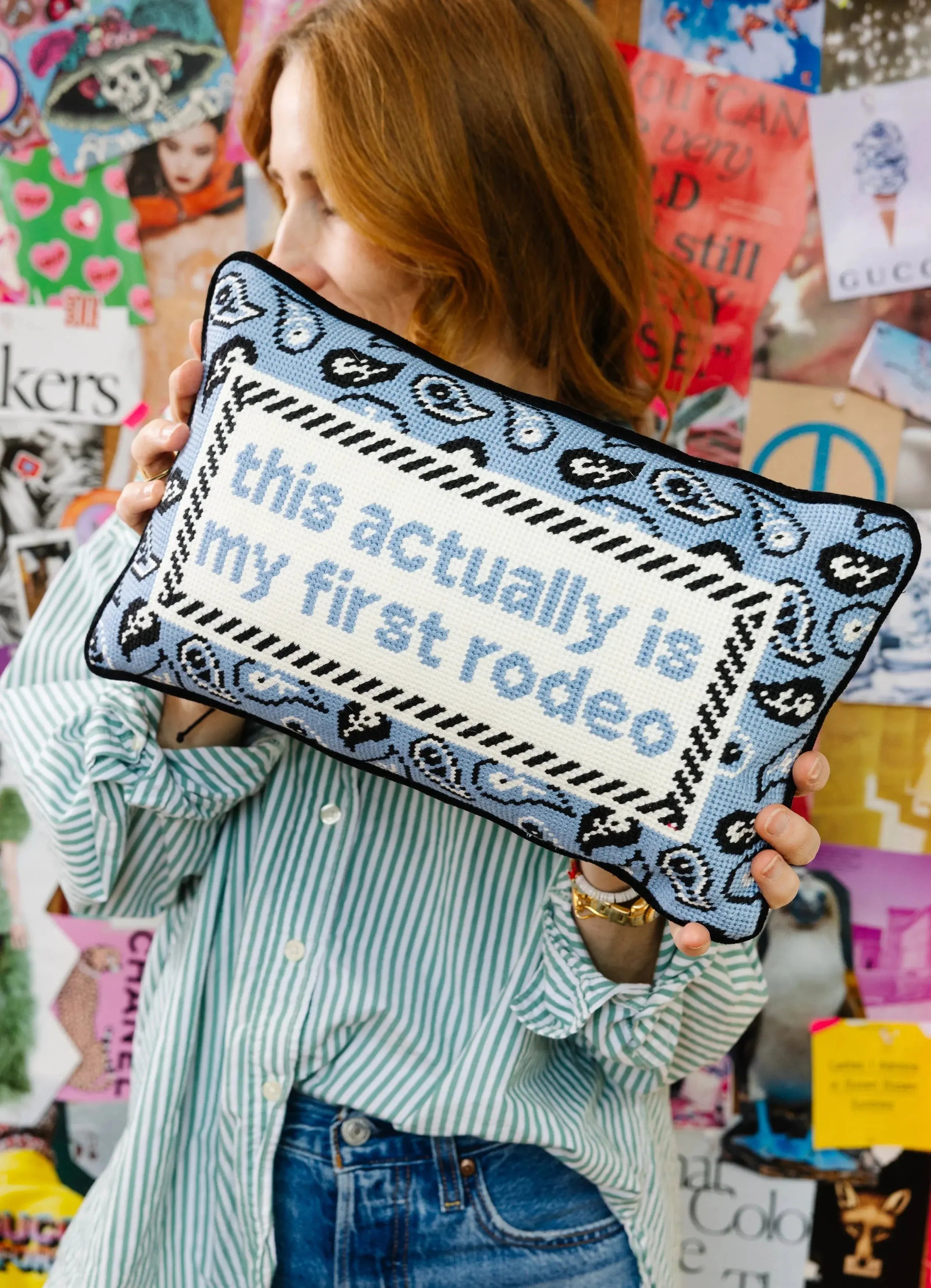 First Rodeo Needlepoint Pillow Furbish Studio