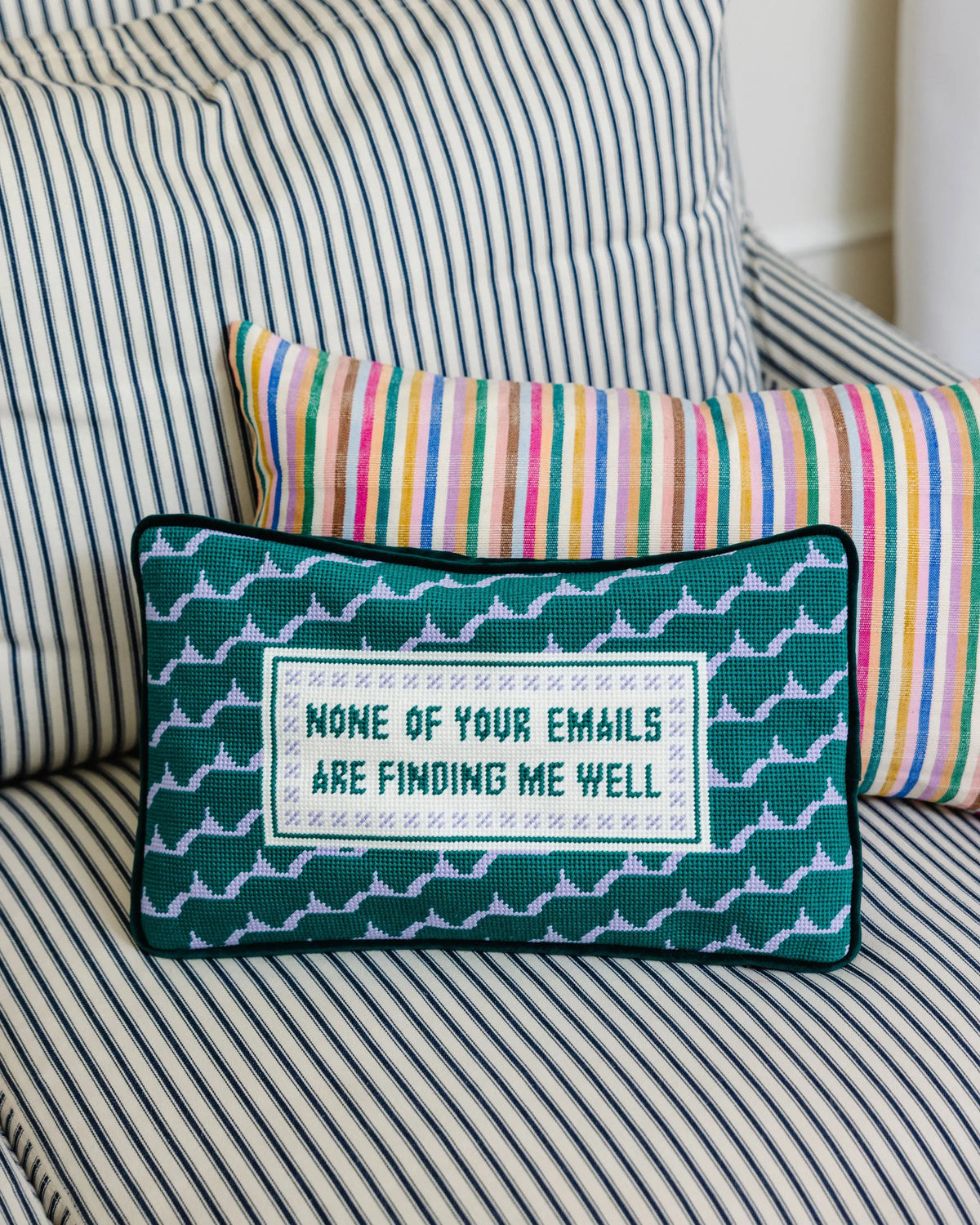 Emails Finding Me Needlepoint Pillow