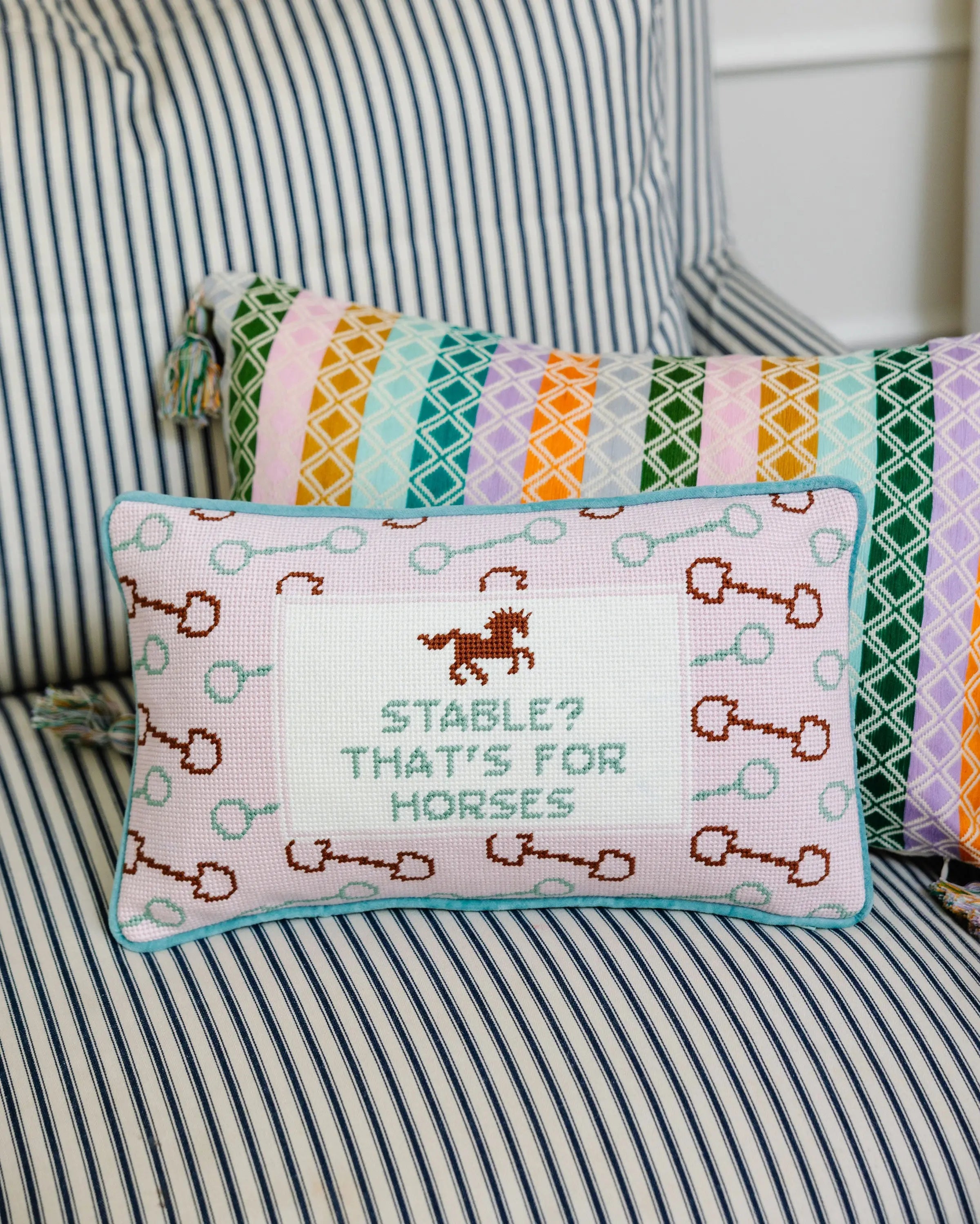 Stable Needlepoint Pillow Furbish Studio