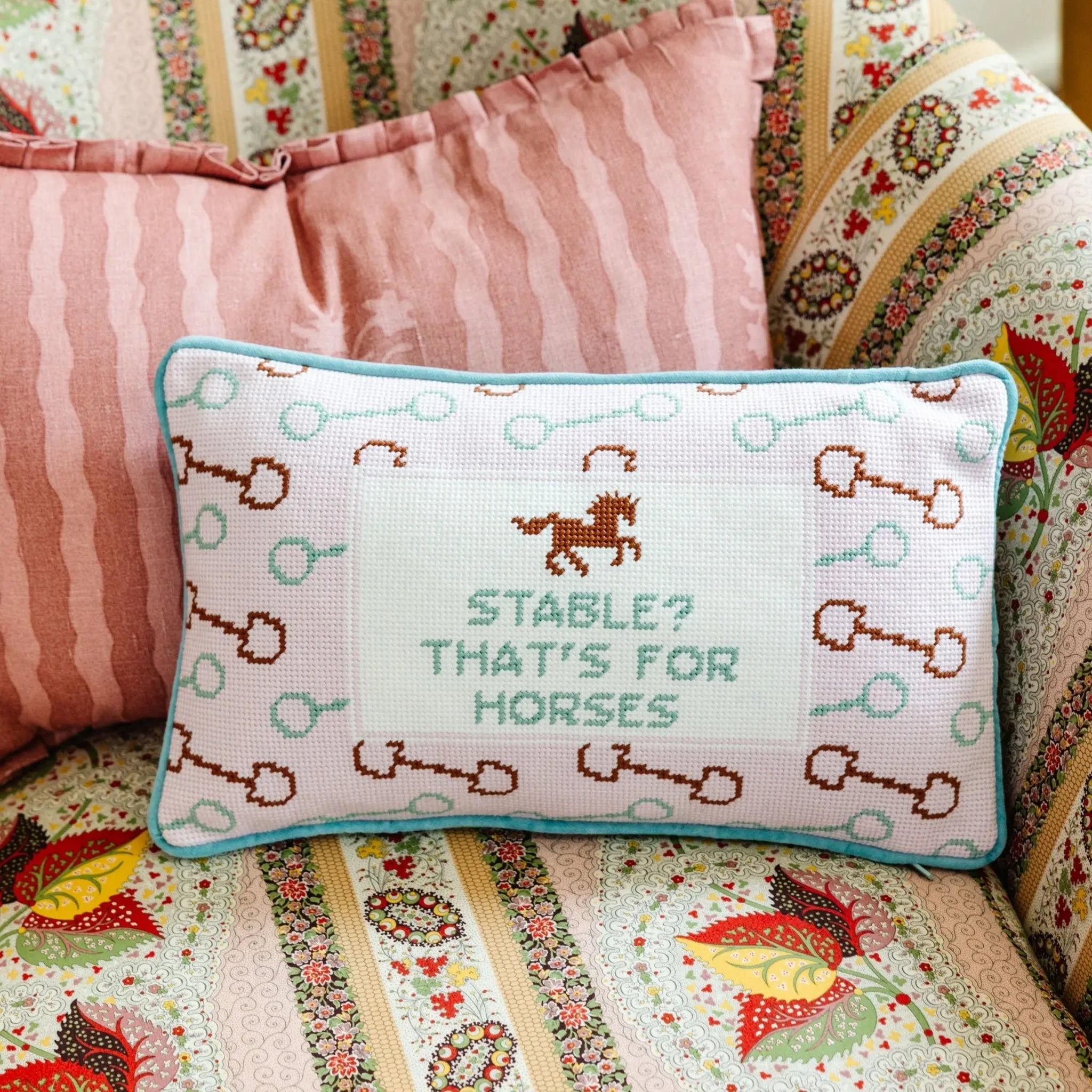 Stable Needlepoint Pillow Furbish Studio