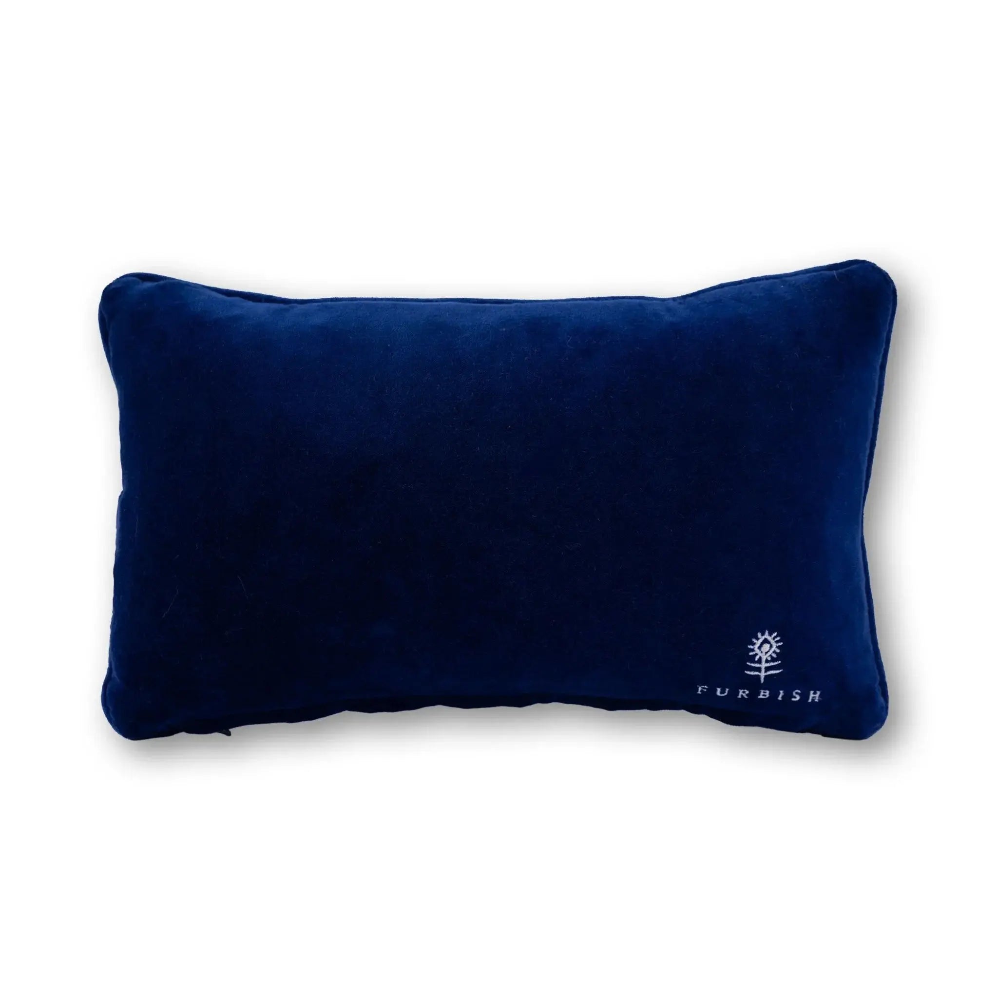 backside of the decorative pillow with logo Furbish