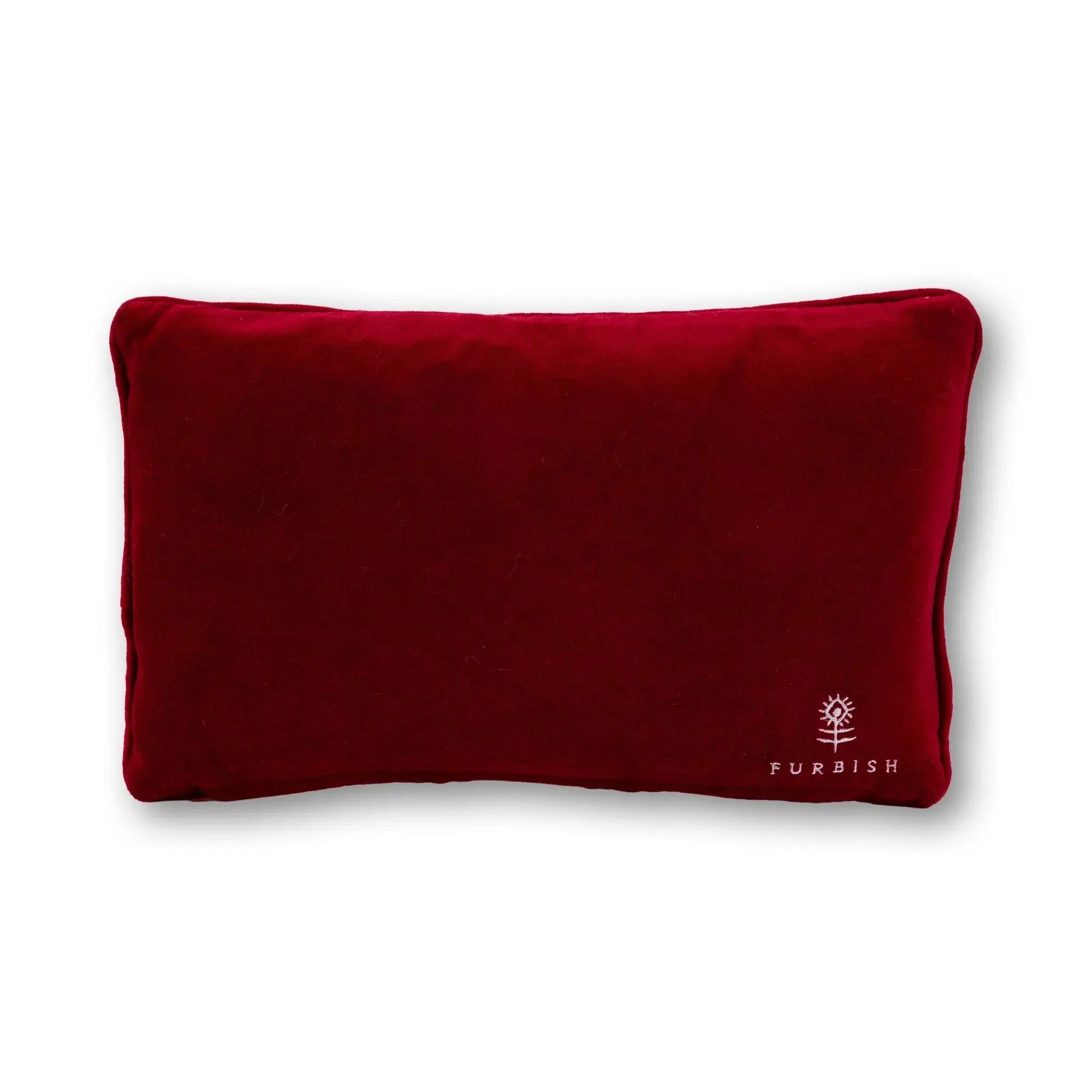 back of the decorative pillow with the Furbish logo