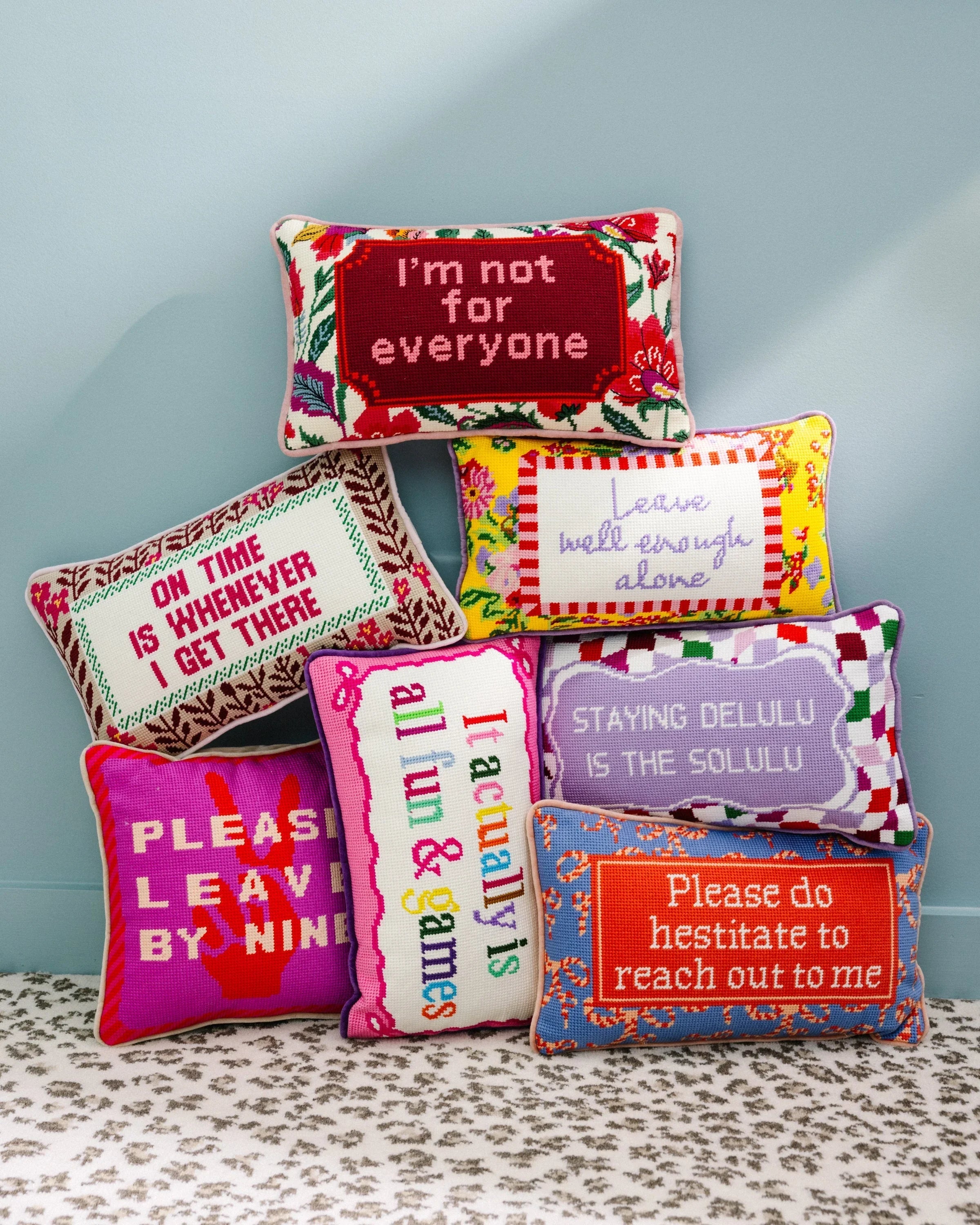 On Time Needlepoint Pillow Furbish Studio