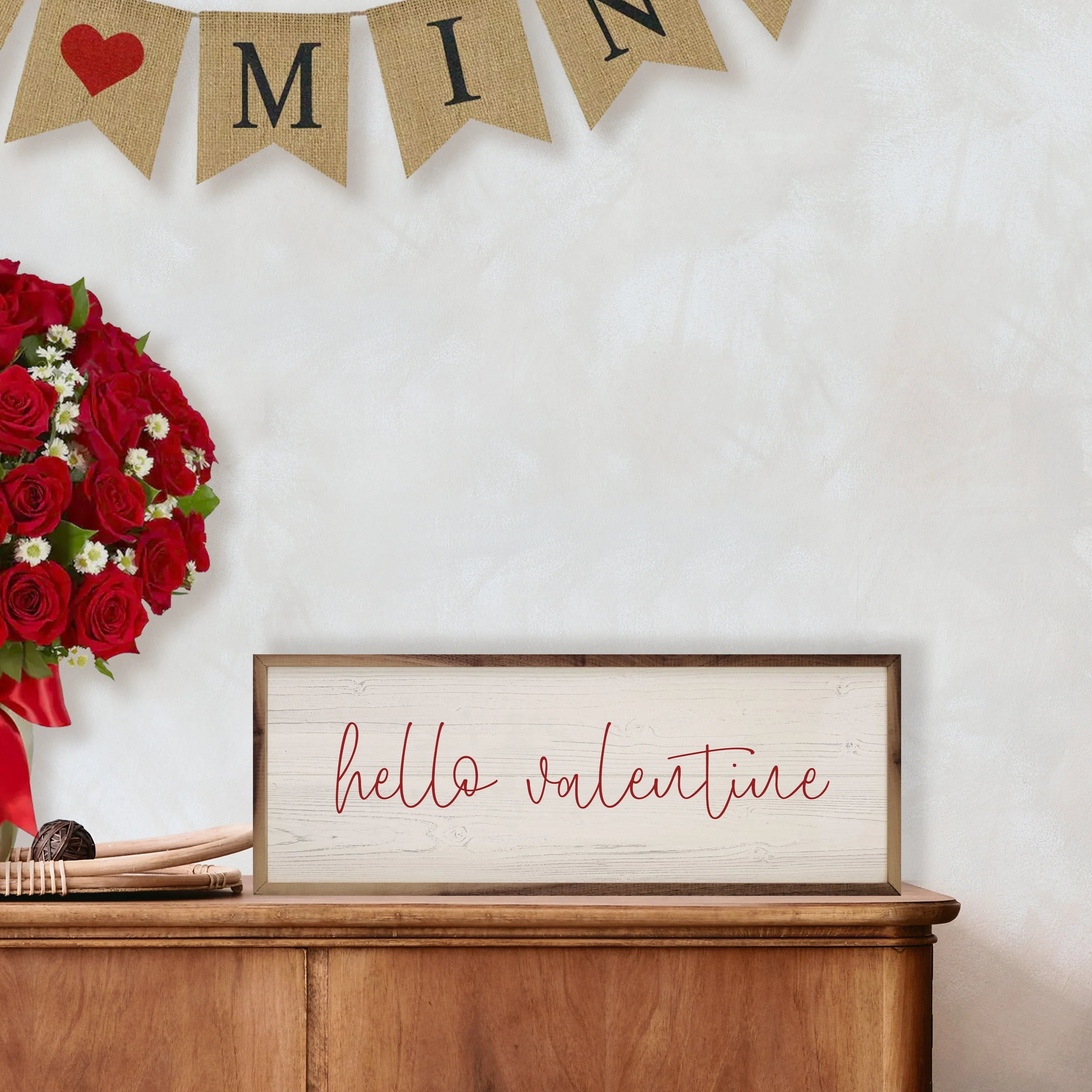 Pink Hello Valentine Whitewash