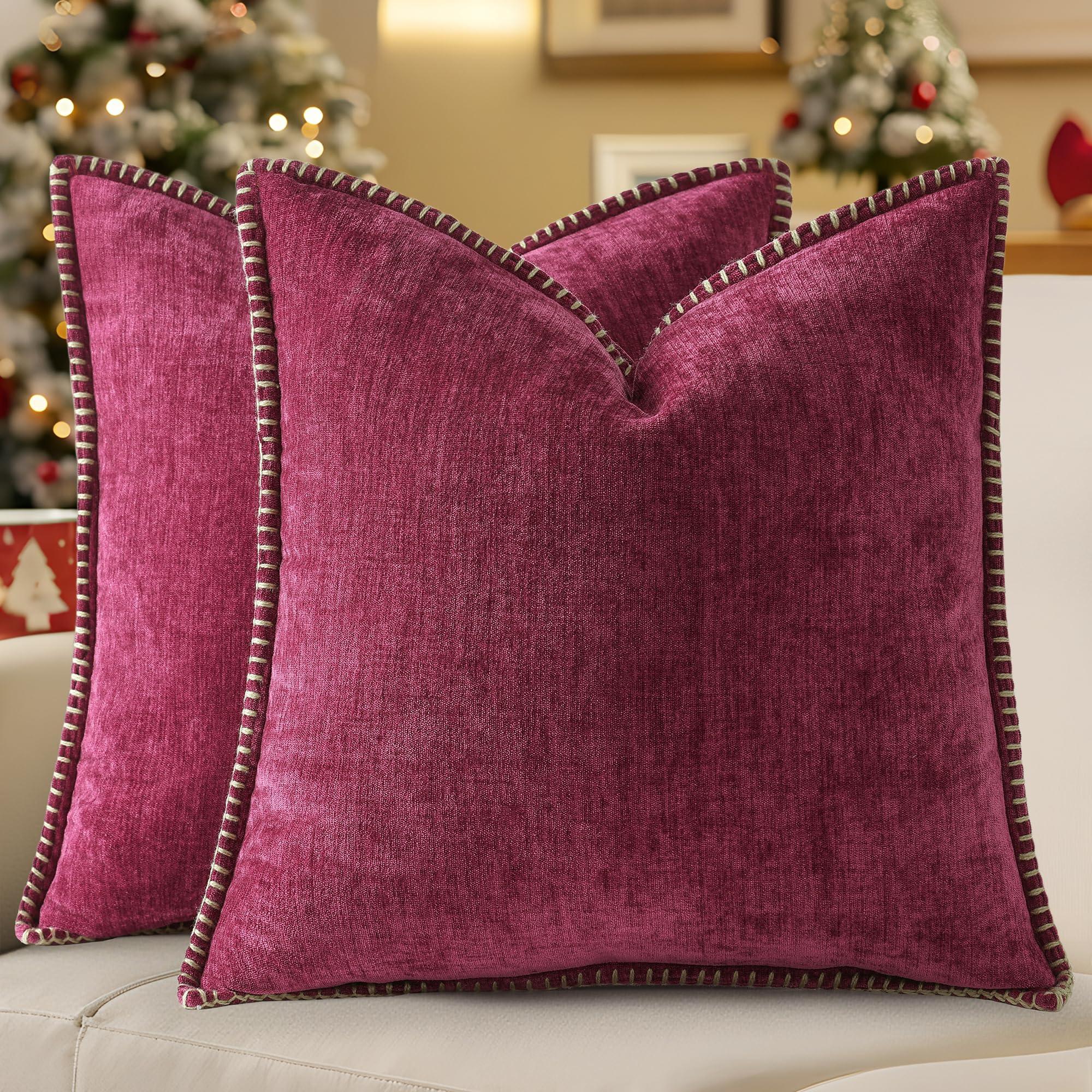 Spring Chenille Soft Throw Pillow Covers – 18" x 18" (Set of 2) - KJ Cozy Designs
