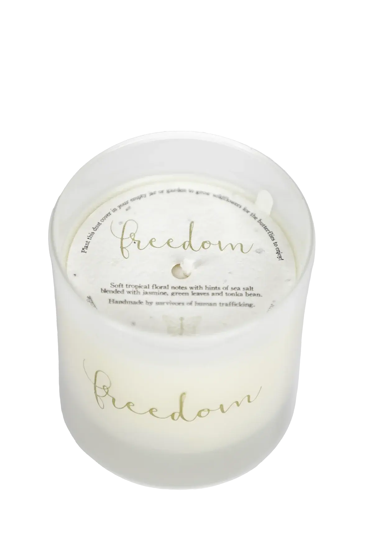 Freedom candle with tropical floral scent, handmade in cozy farmhouse style decor