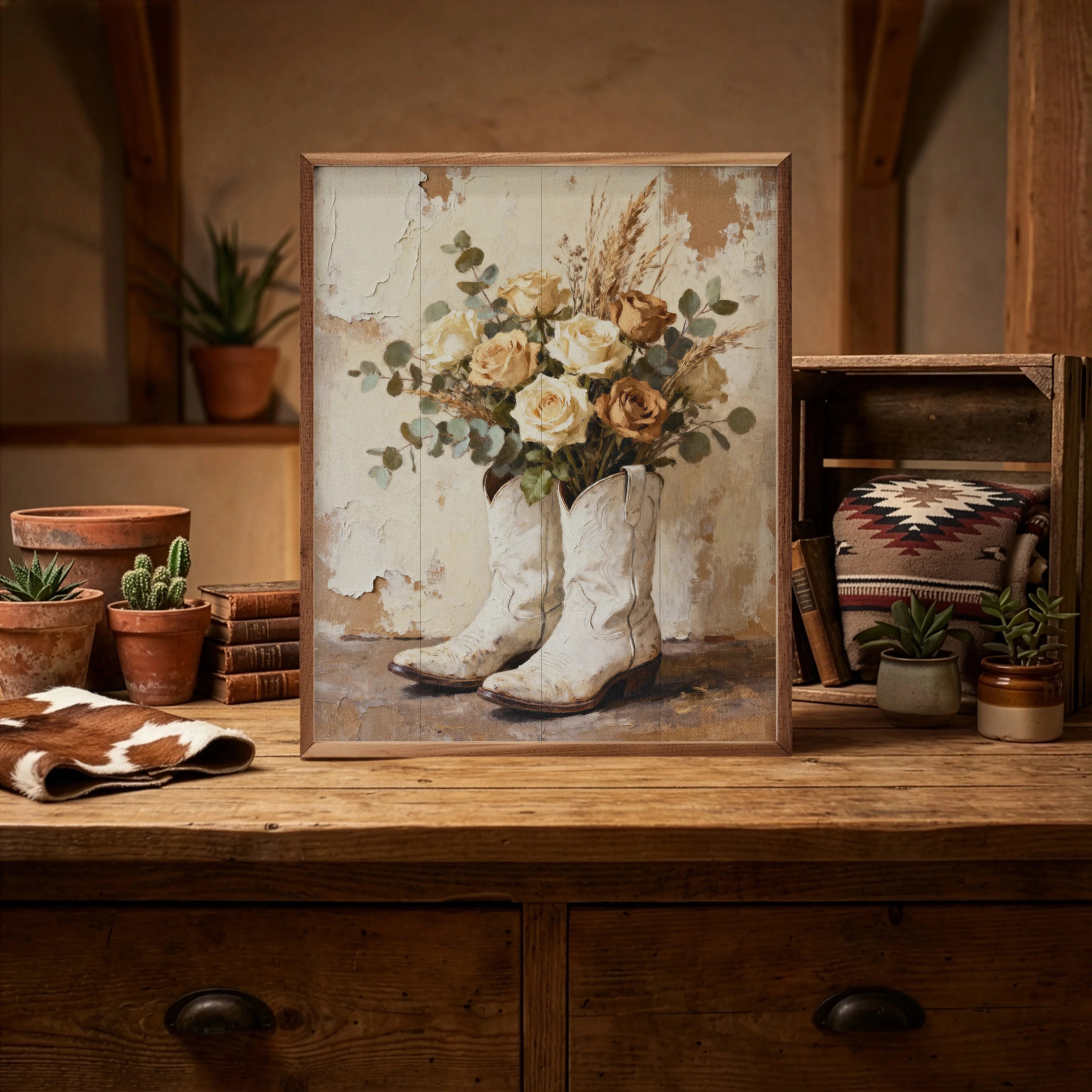 Wild White Roses In Boots