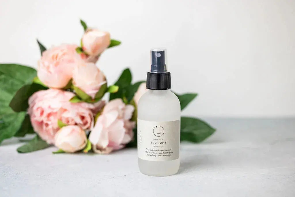 3-in-1 mist spray bottle with pink peonies, cozy farmhouse home decor and bath essentials