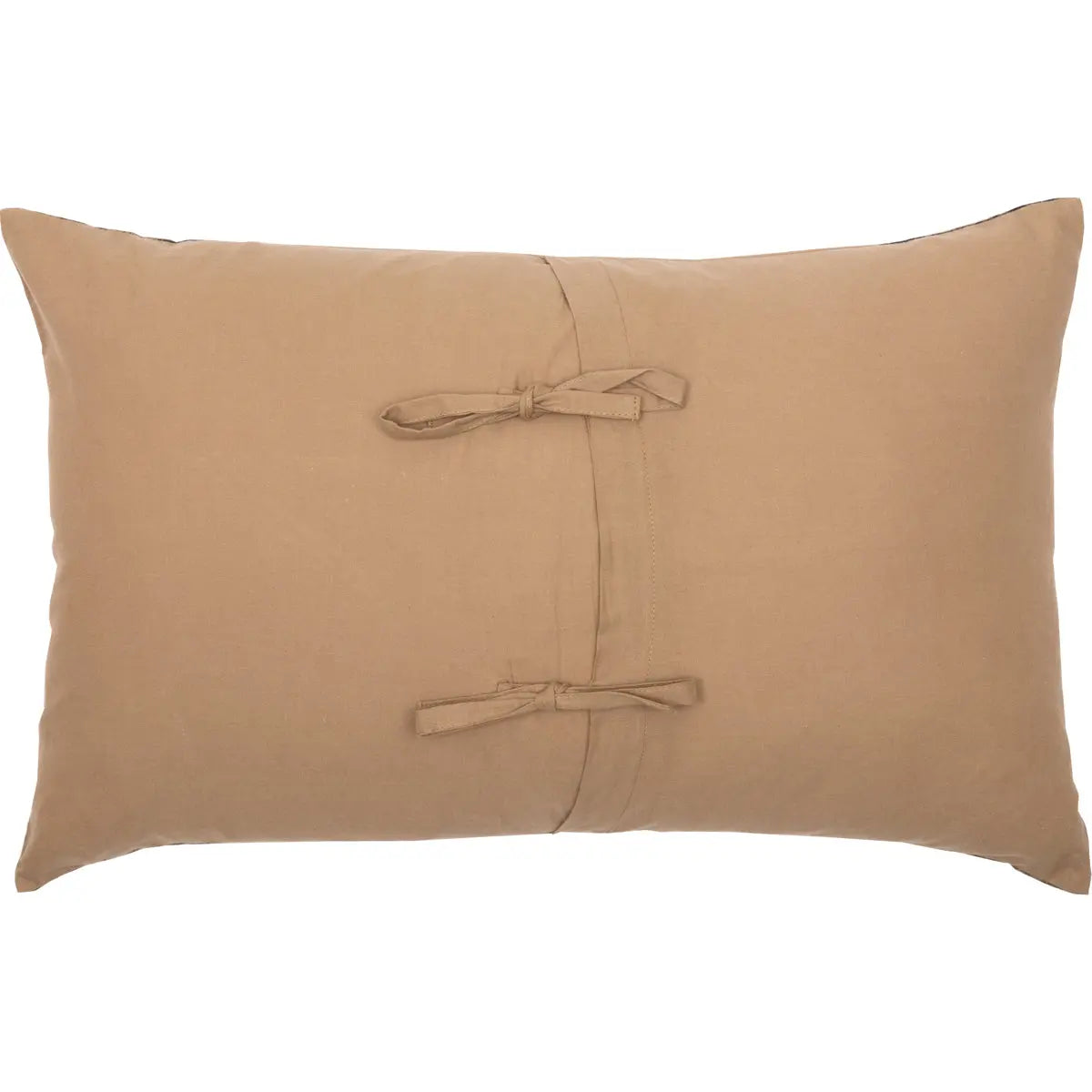 Brown pillow with tied straps on a white background