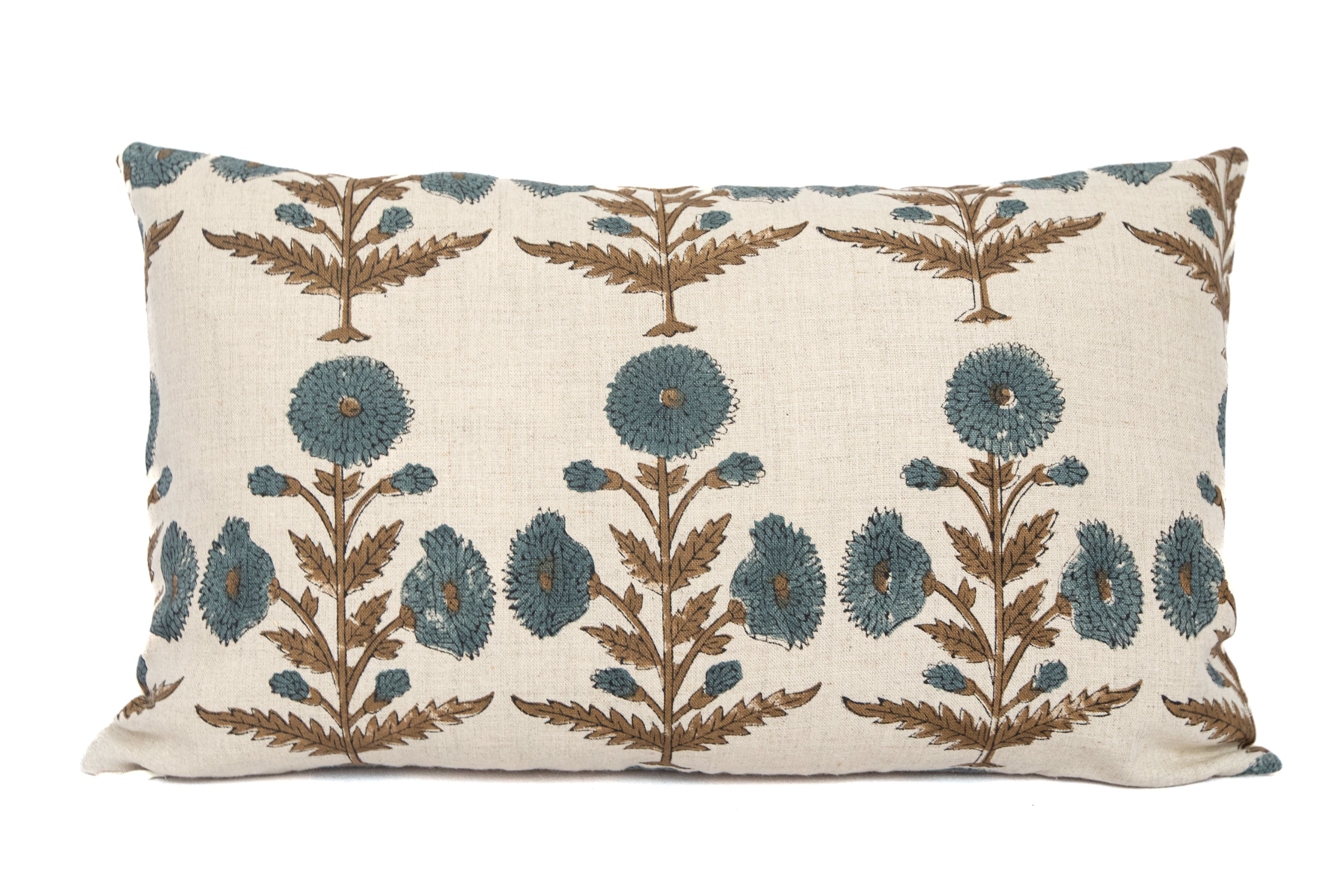 Decorative pillow with floral pattern on a white background