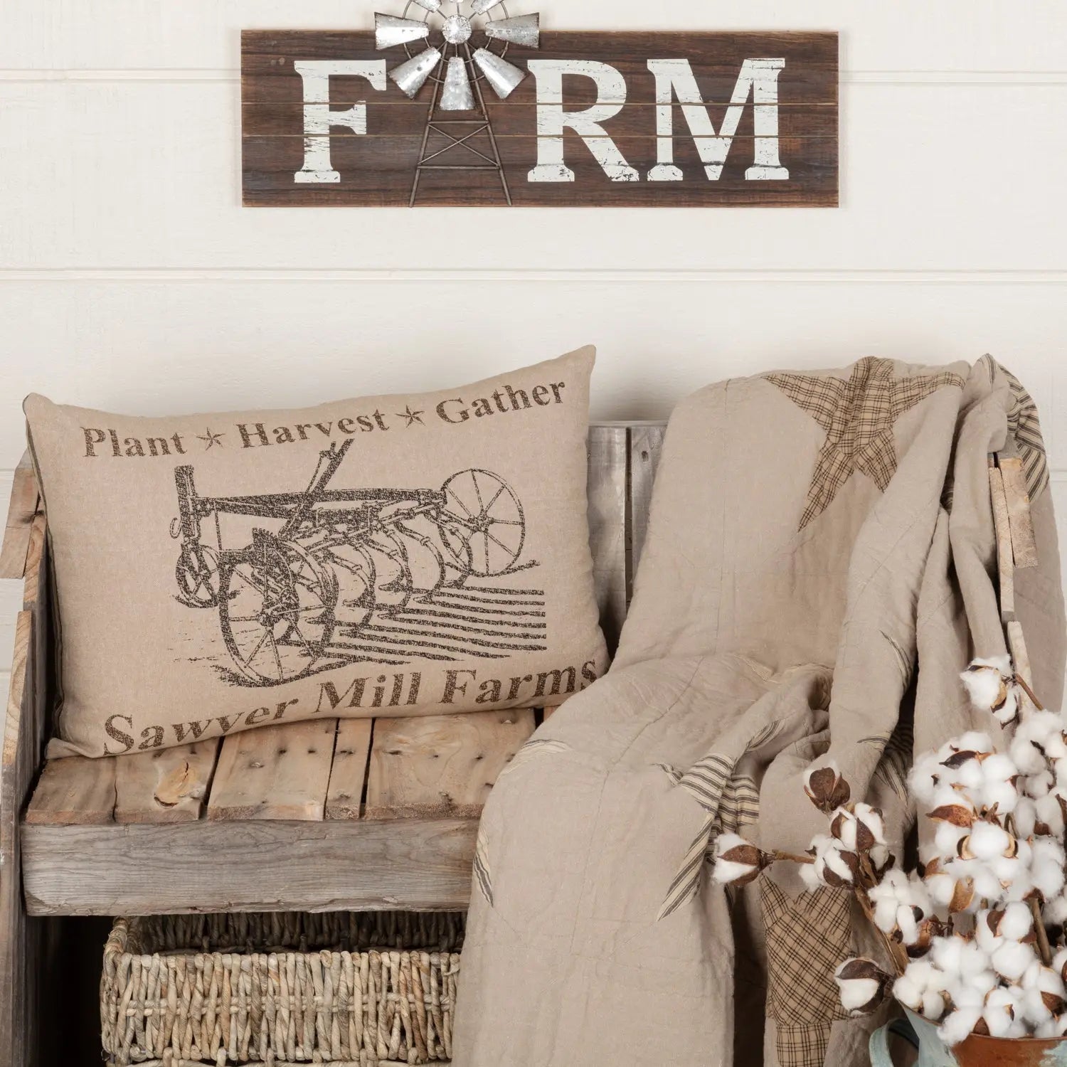 Sawyer Mill "Plant Harvest Gather" Lumbar Throw Pillow – 14" x 22"