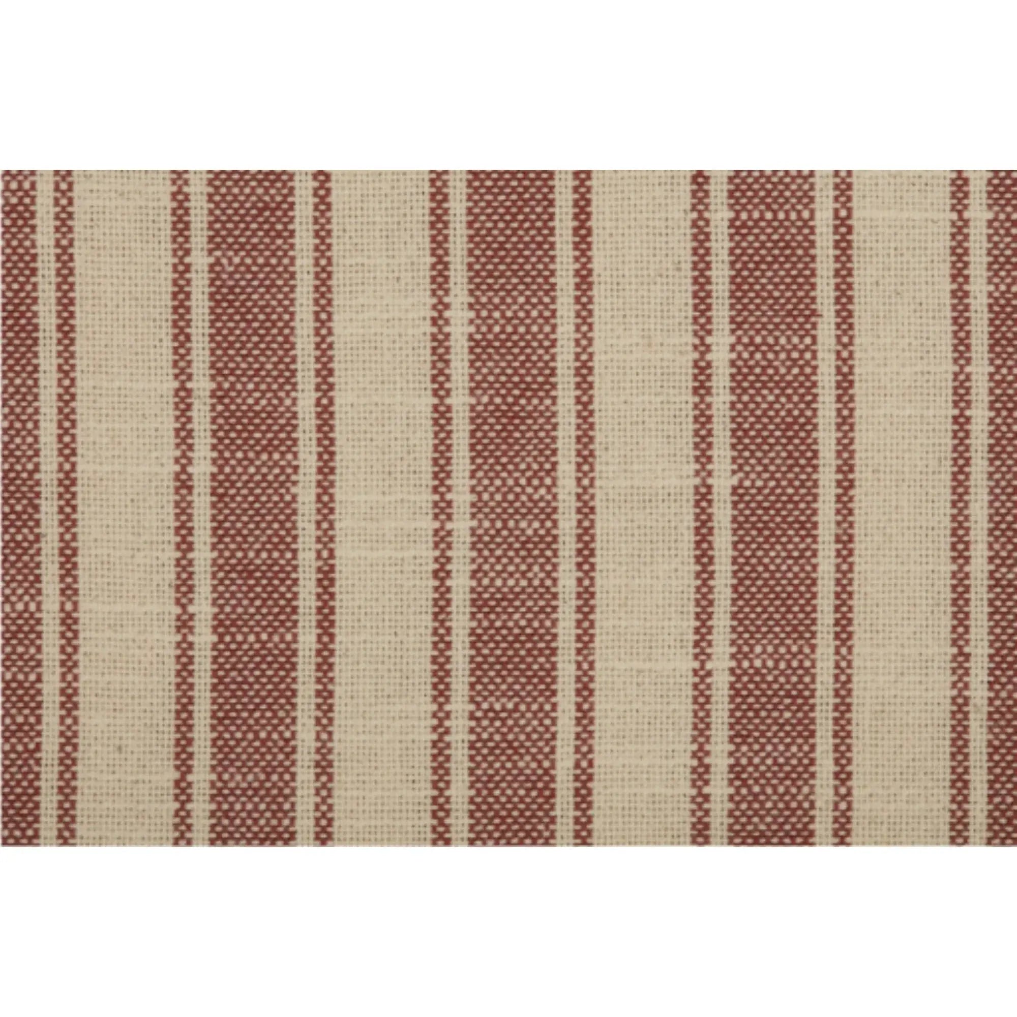 Red and beige striped woven placemat, farmhouse style table decor