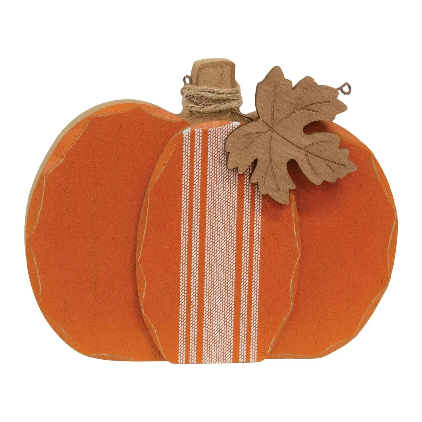 Distressed Chunky Wooden Feed Sack Stripe Pumpkin