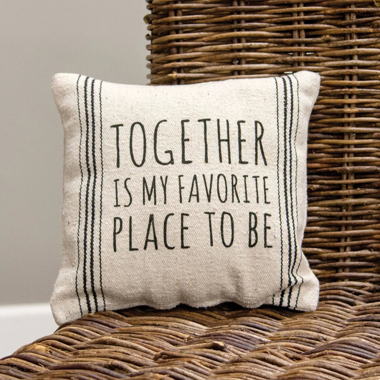 Together Is My Favorite Striped Natural Pillow