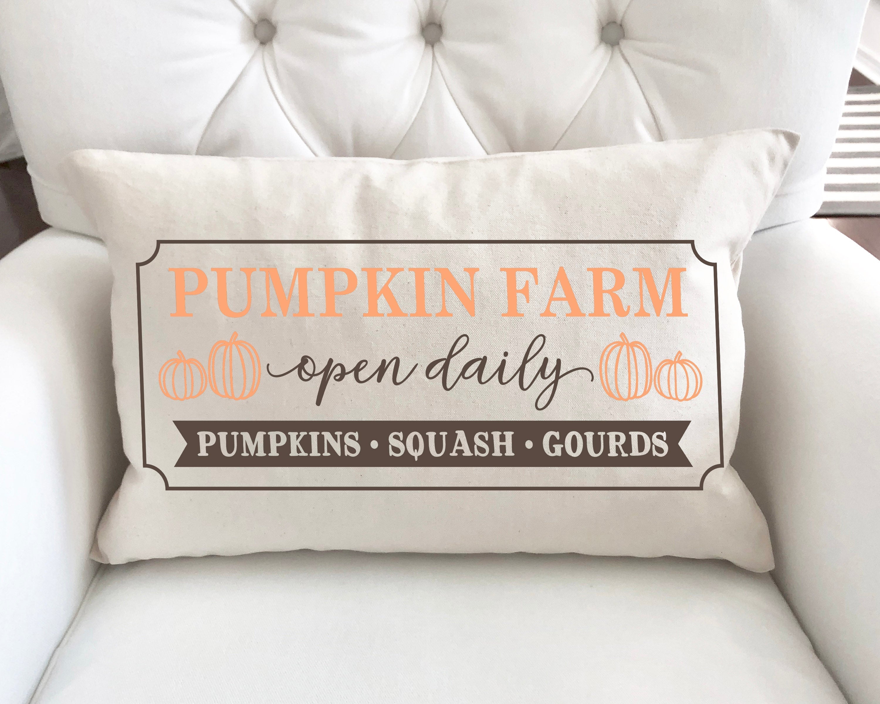 Pumpkin Farm Open Daily Pillow Cover 12x20 inch Cotton and Crate Pumpkin Farm Open Daily Pillow Cover 12x20 inch Cotton and Crate