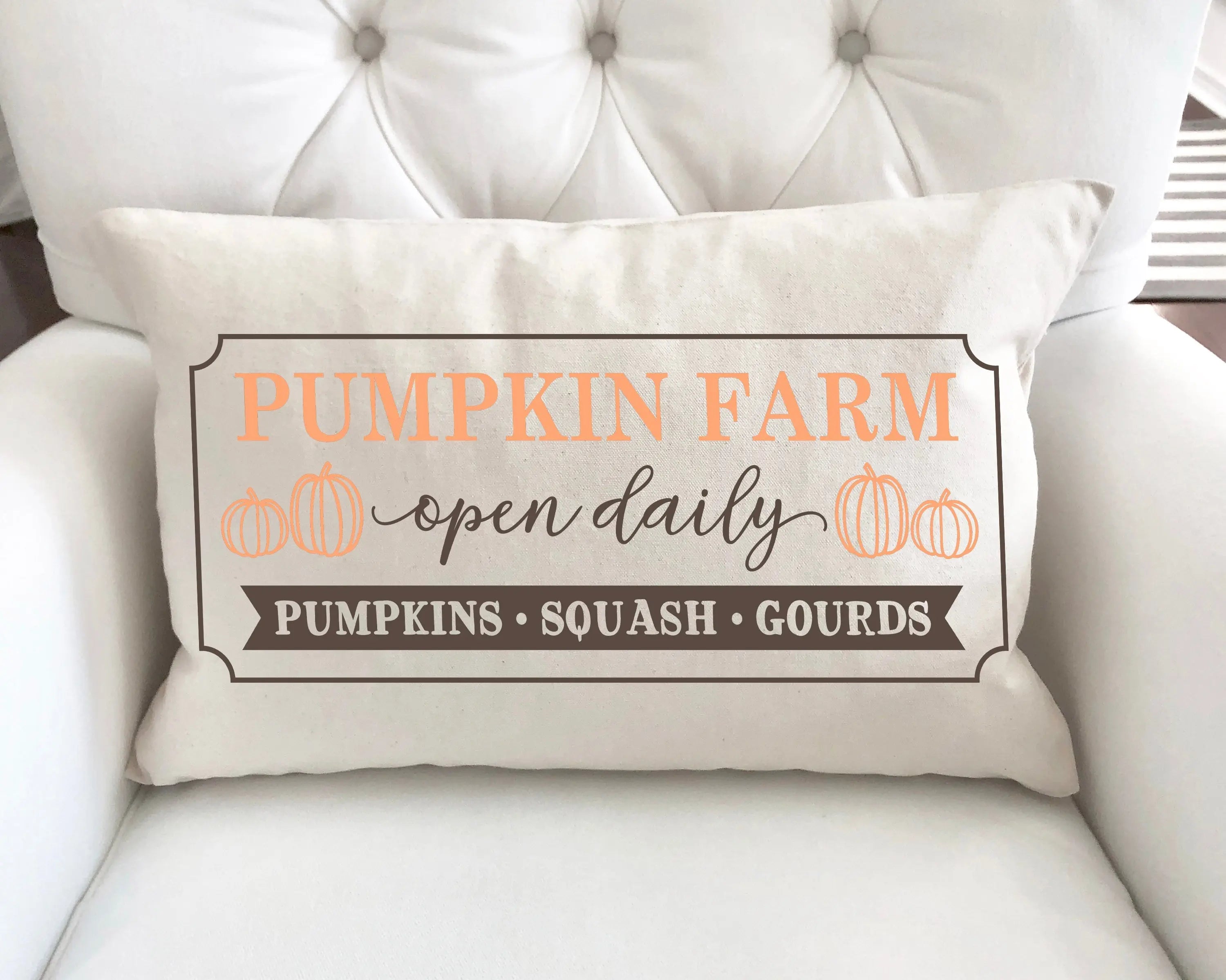 Pumpkin Farm Open Daily Pillow Cover 12x20 inch Cotton and Crate Pumpkin Farm Open Daily Pillow Cover 12x20 inch Cotton and Crate