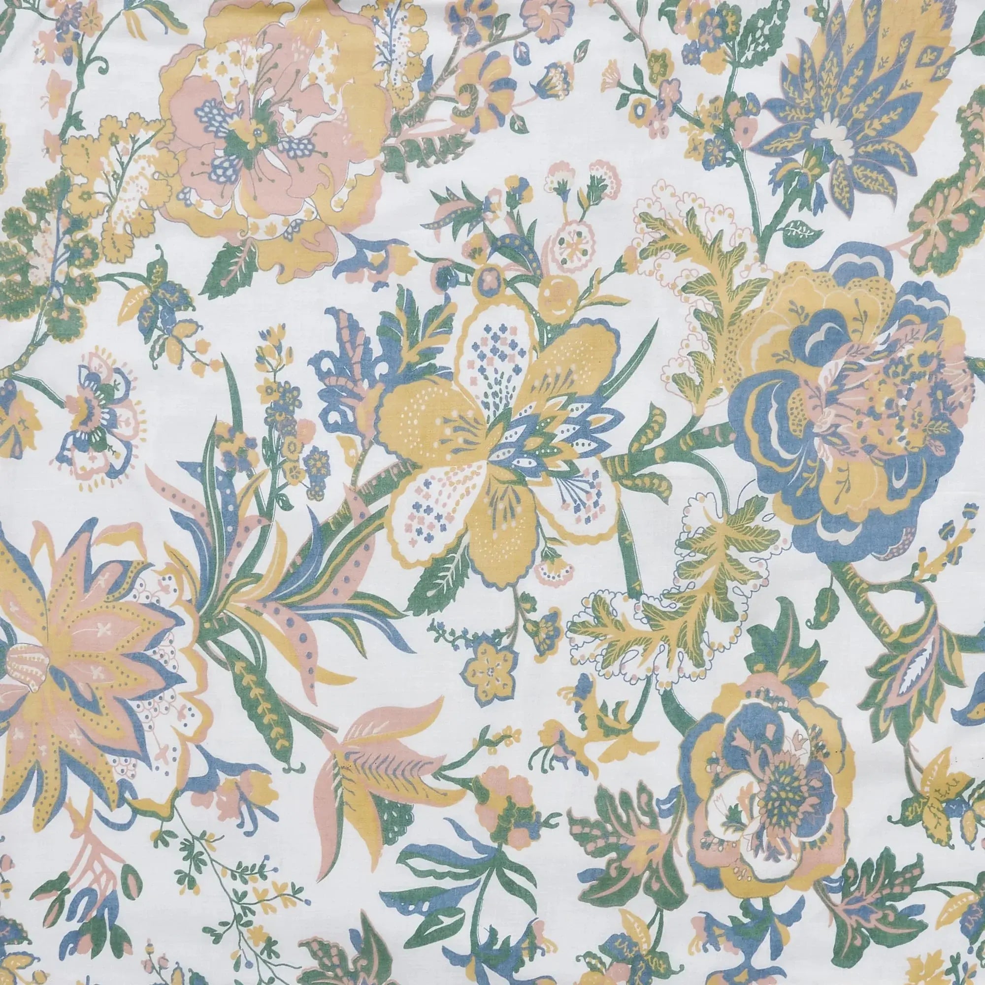 Yellow blue pink floral fabric for farmhouse cottage home decor