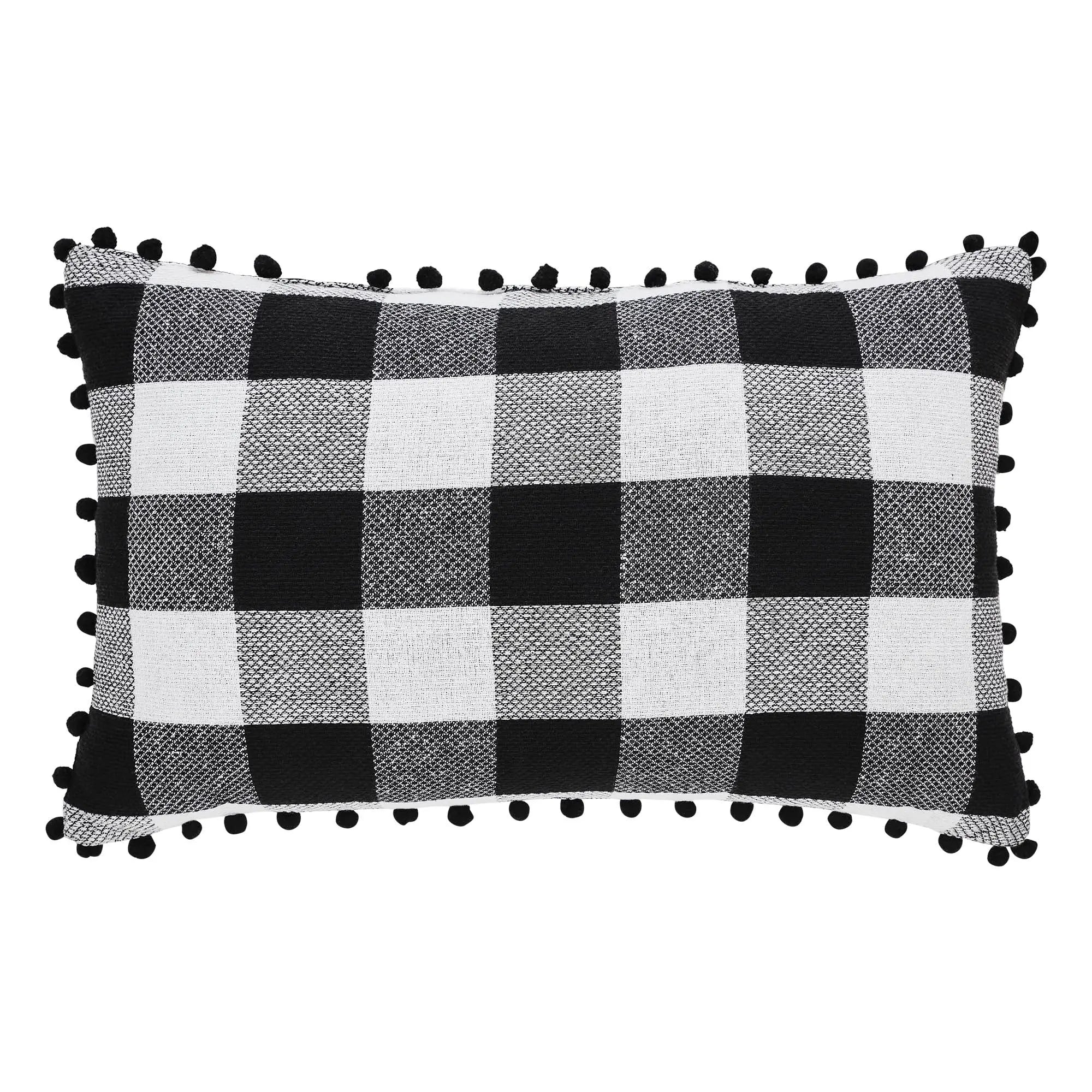 Annie Black Check Santa Sleigh Throw Pillow – 14" x 22"