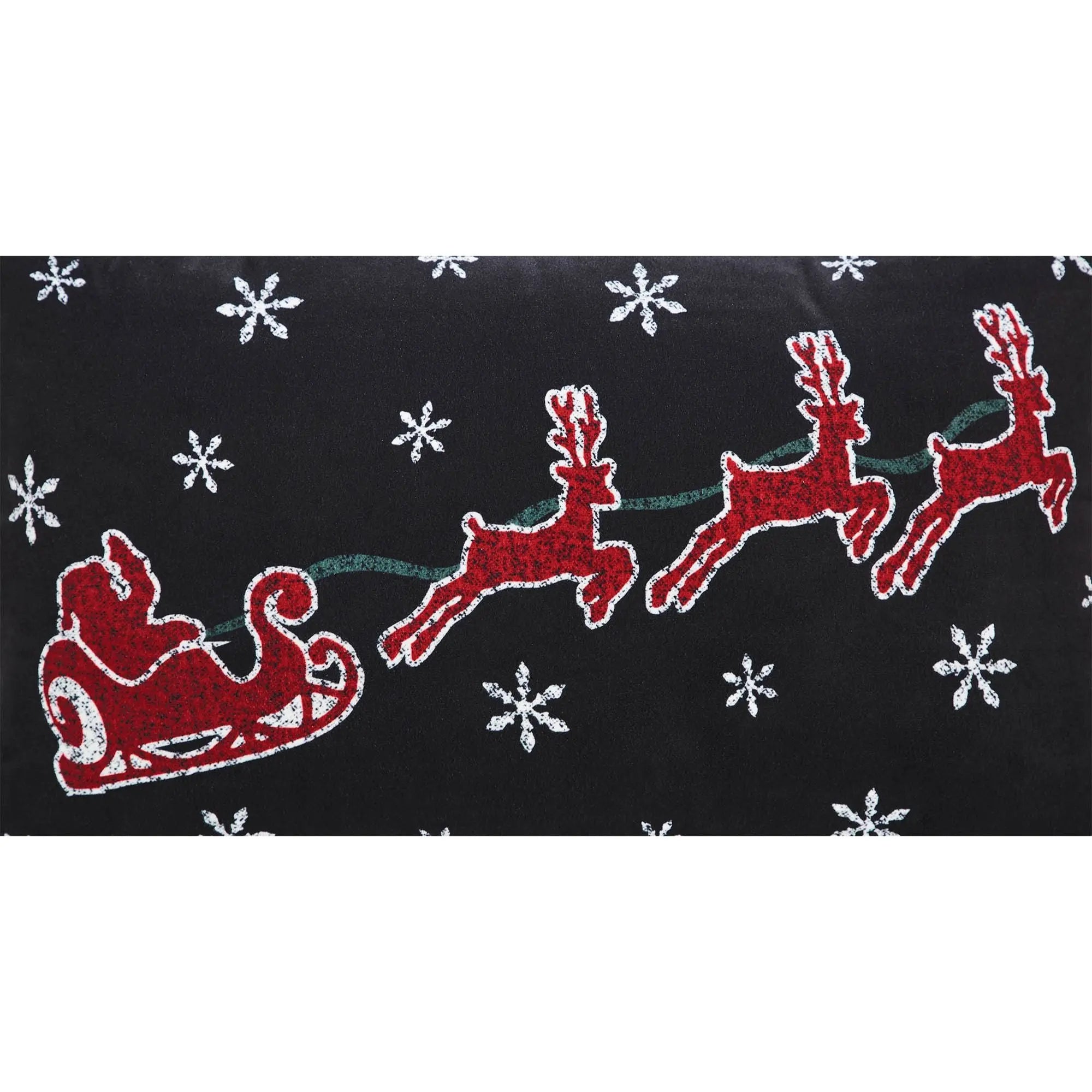 Annie Black Check Santa Sleigh Throw Pillow – 14" x 22"