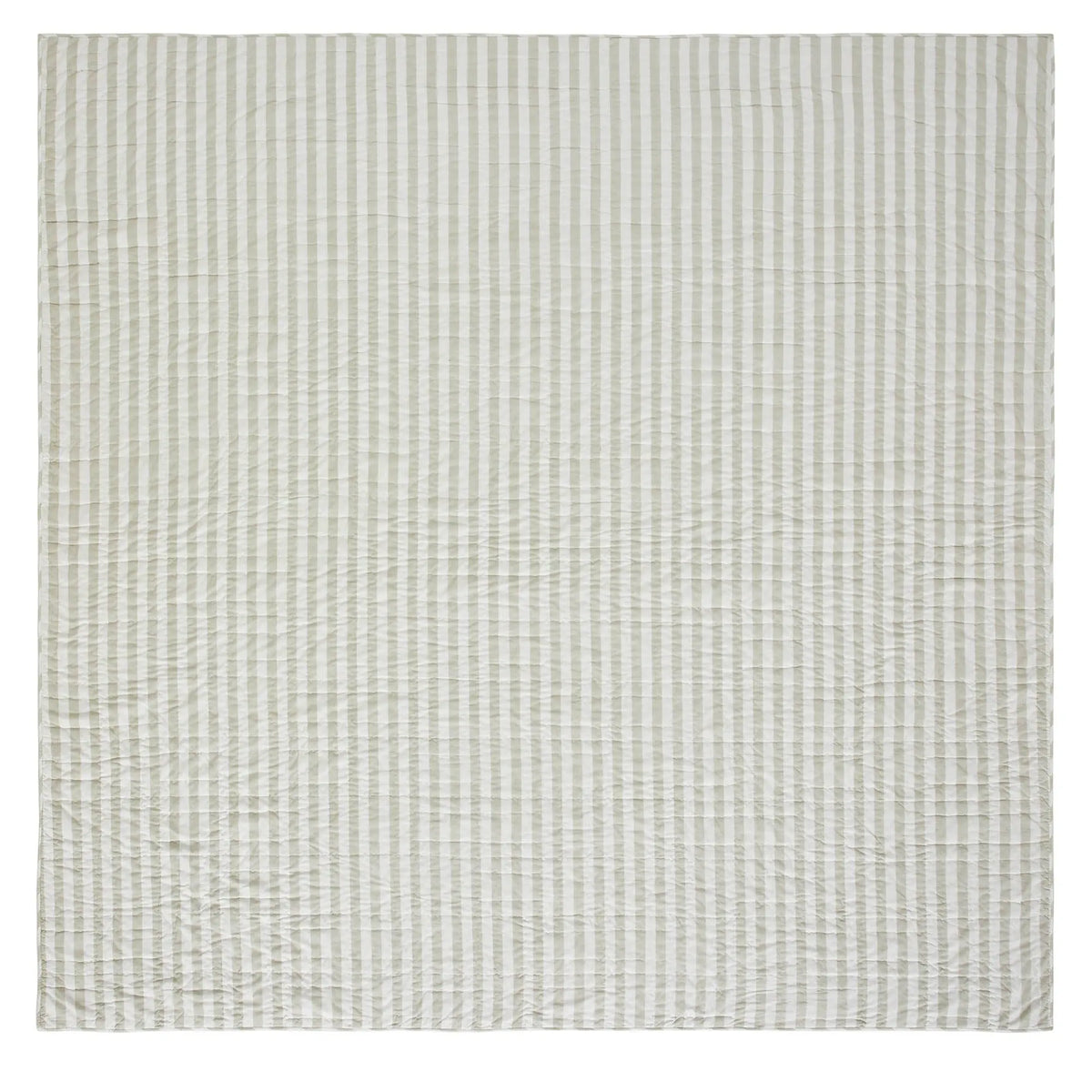 Textured green and white rug on a white background