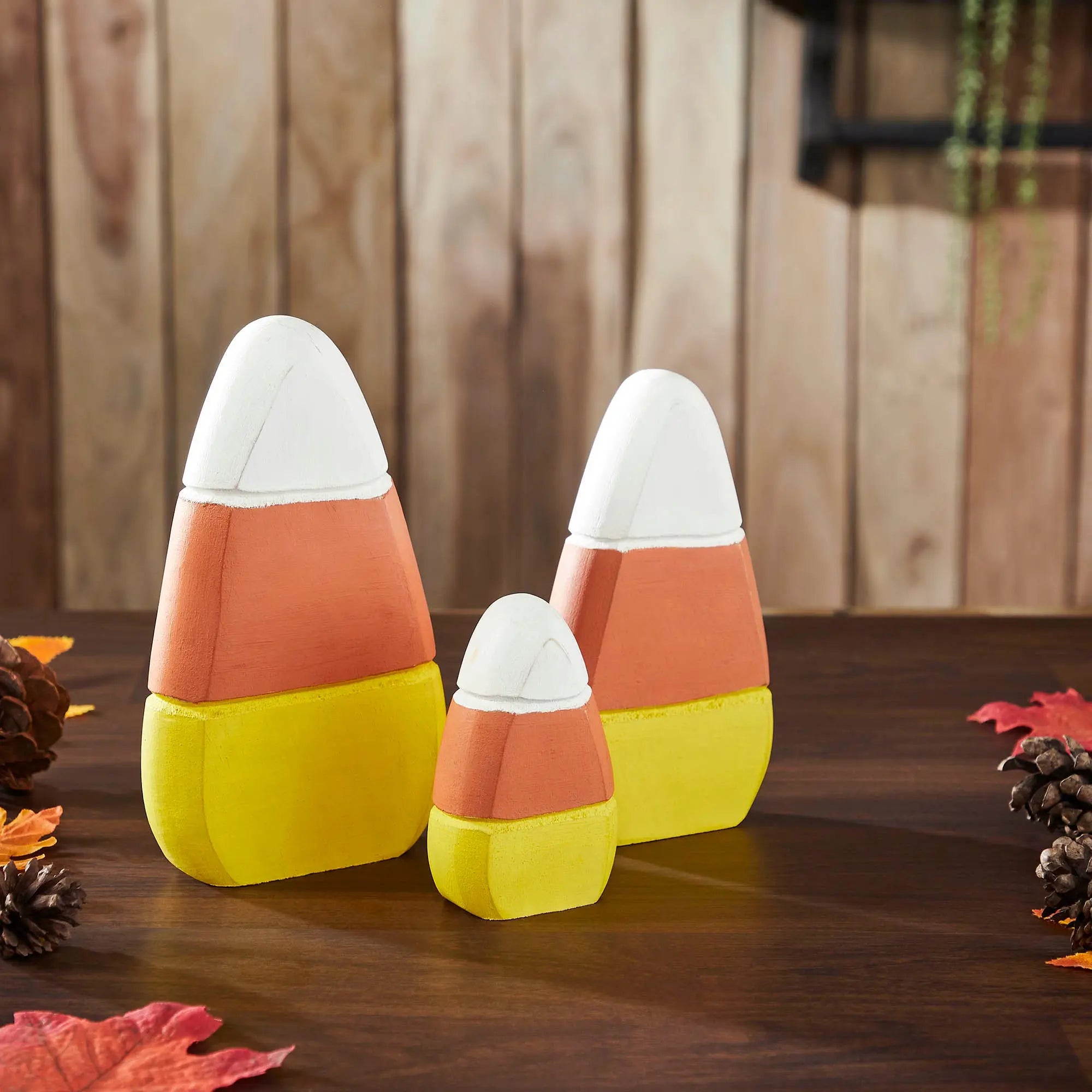 Fall Autumn Candy Corn Wooden Décor Set of 3