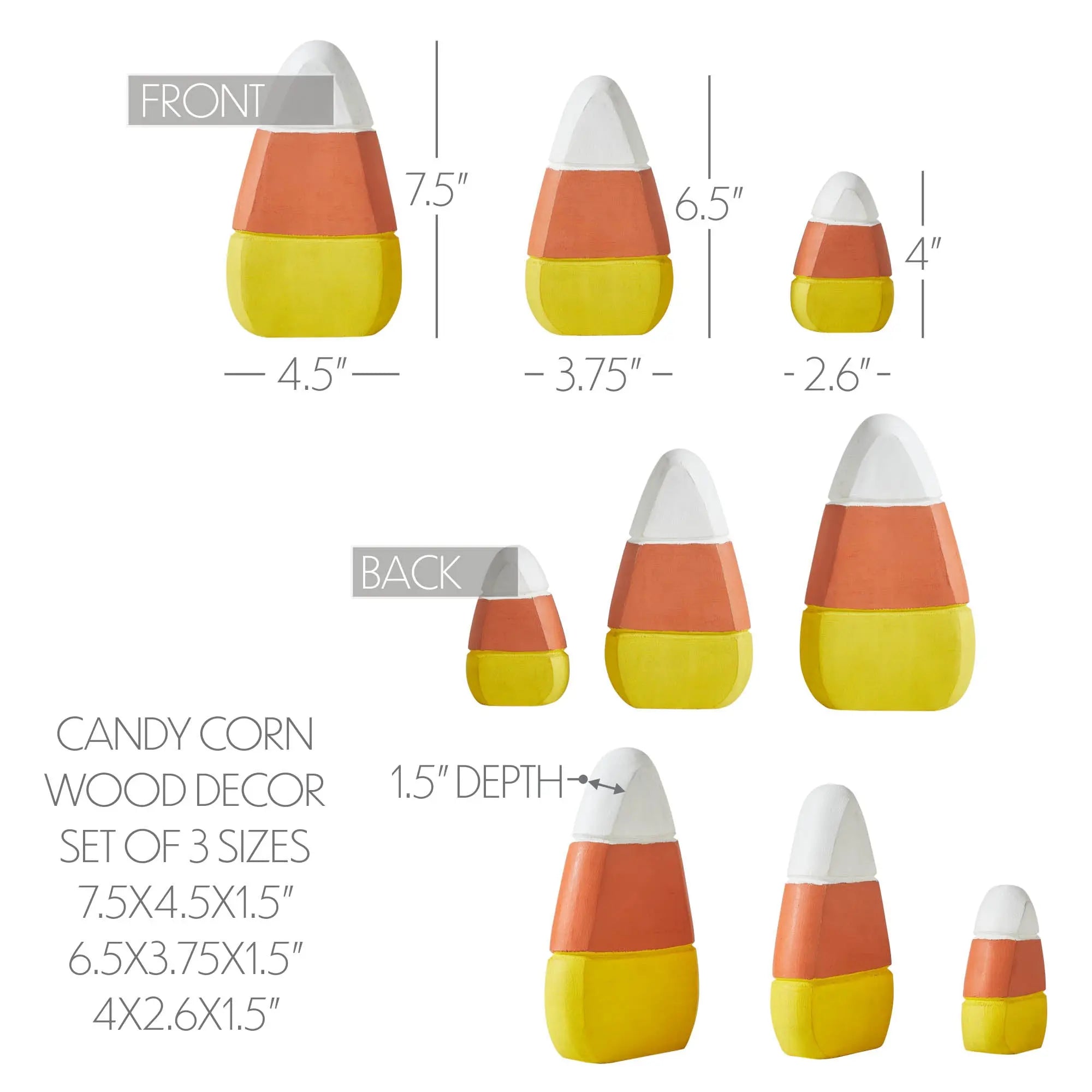 Fall Autumn Candy Corn Wooden Décor Set of 3