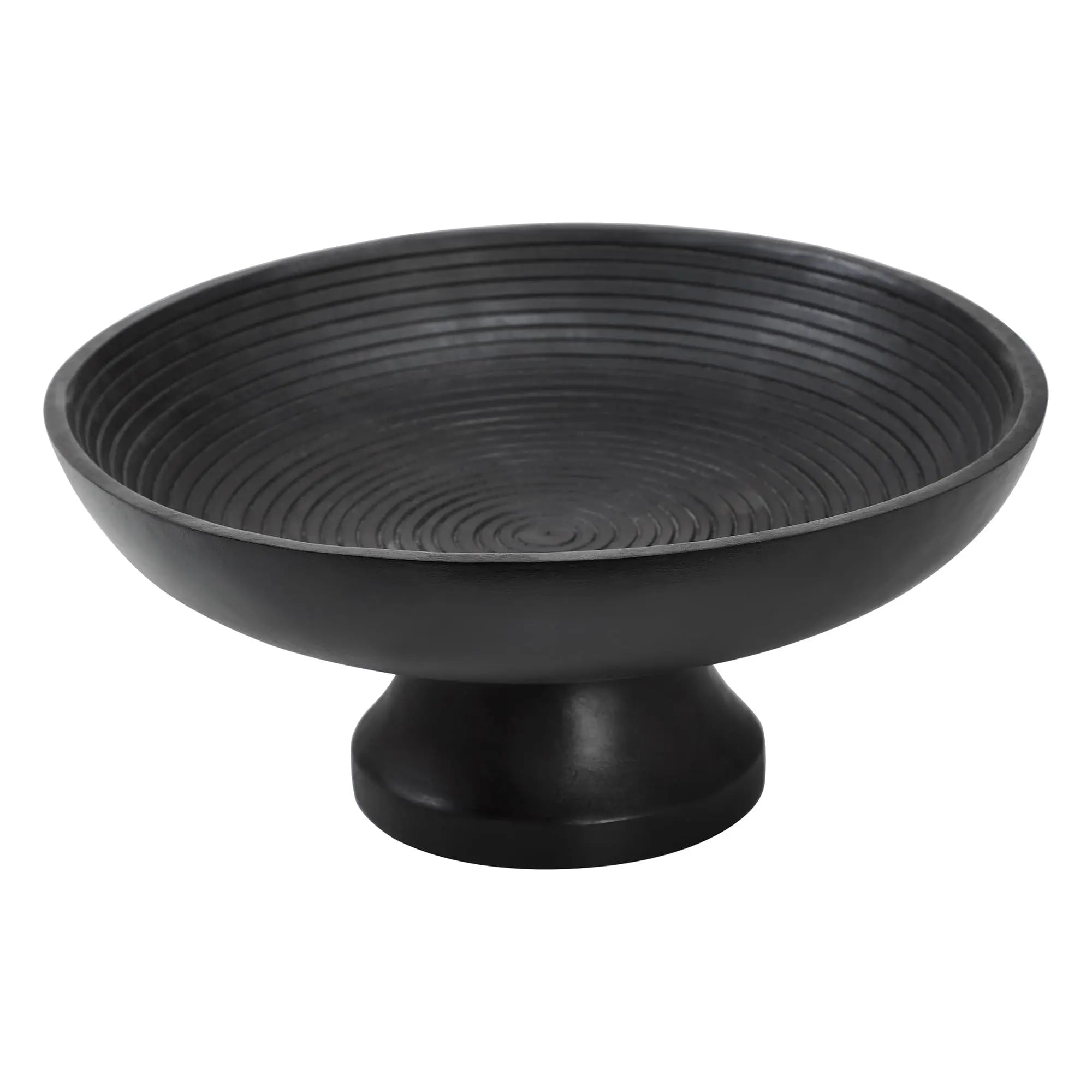Black pedestal bowl on a white background