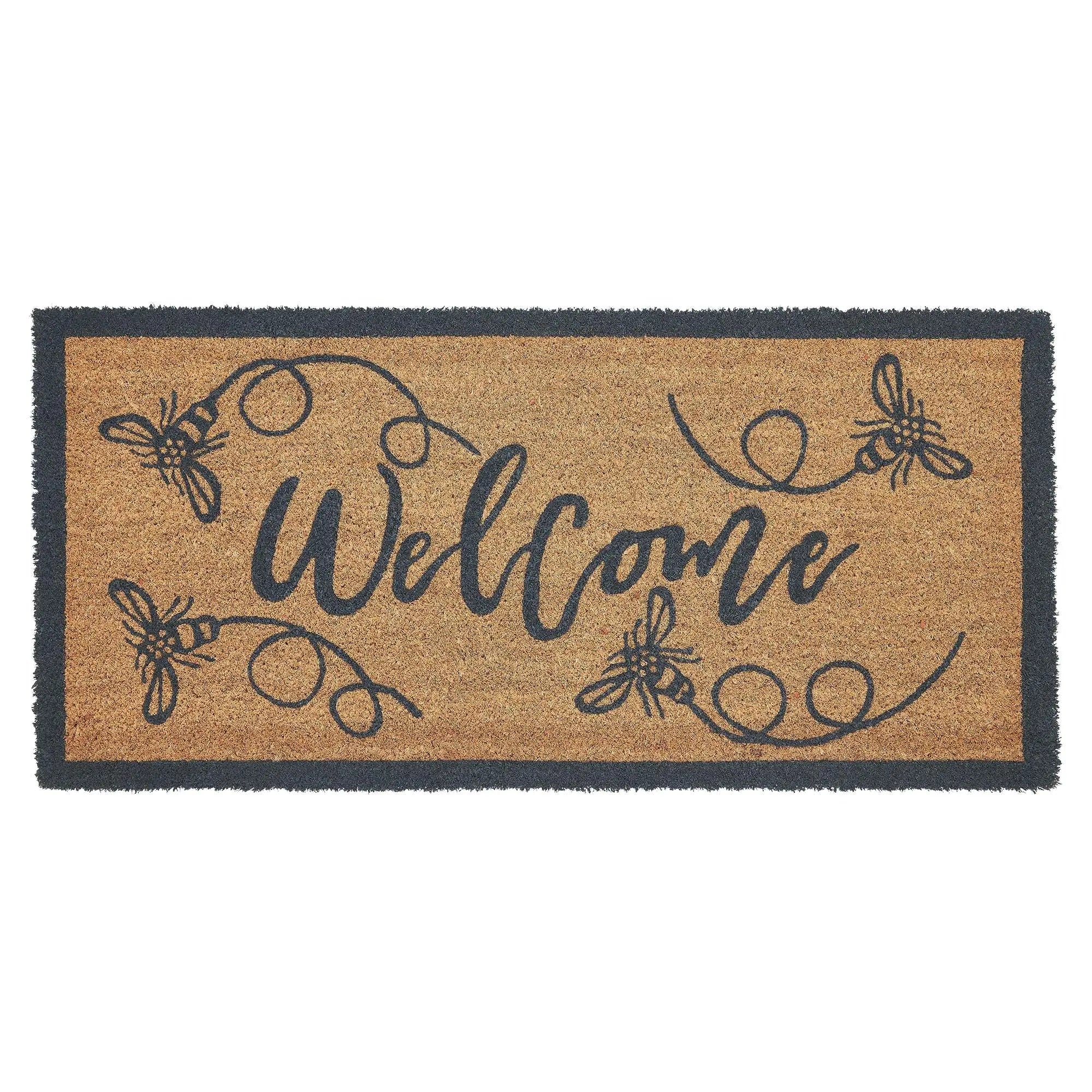 Cozy farmhouse welcome doormat with bee design, perfect for cottage style home entryway decor