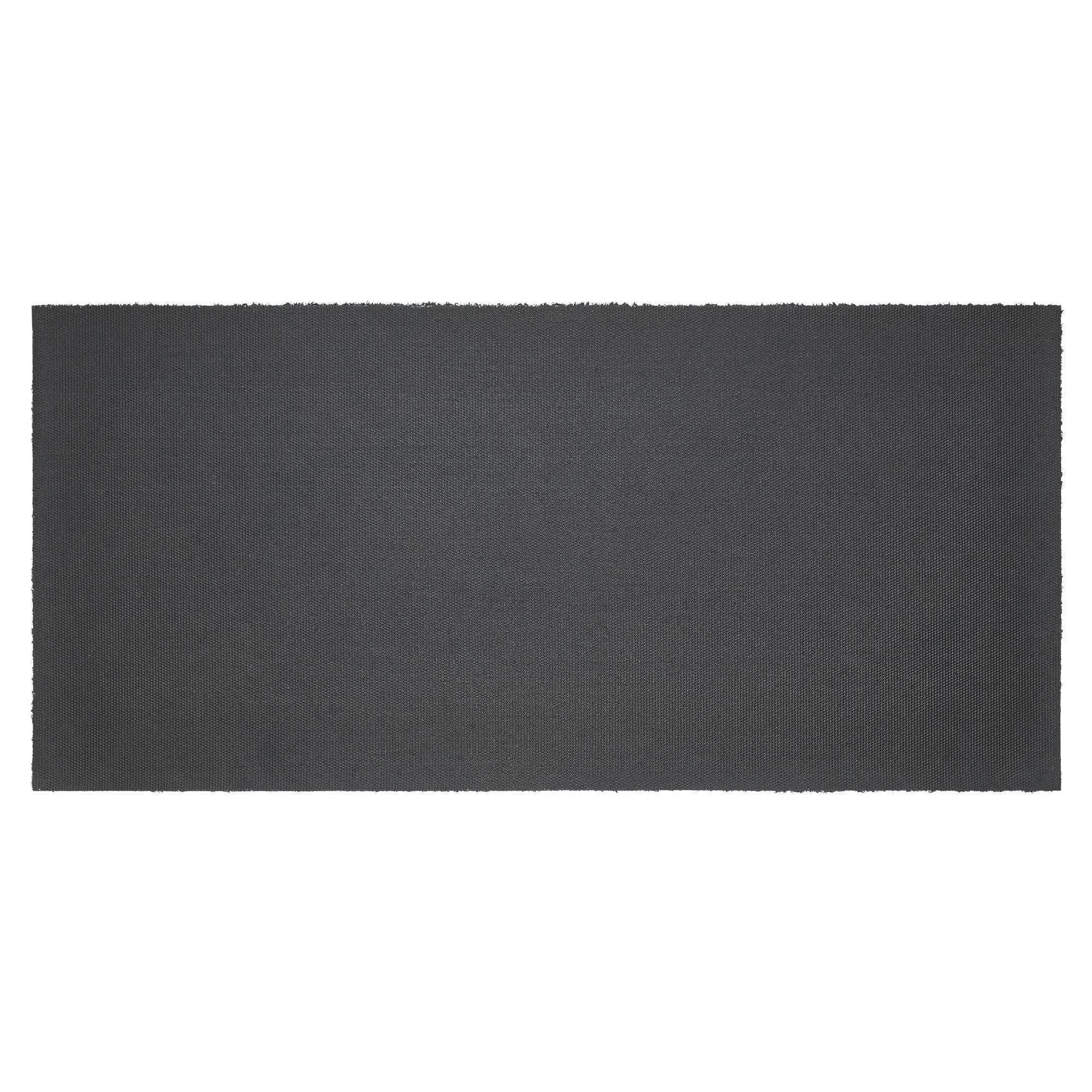 Dark gray textured fabric placemat with frayed edges, ideal for farmhouse or cottage style table settings