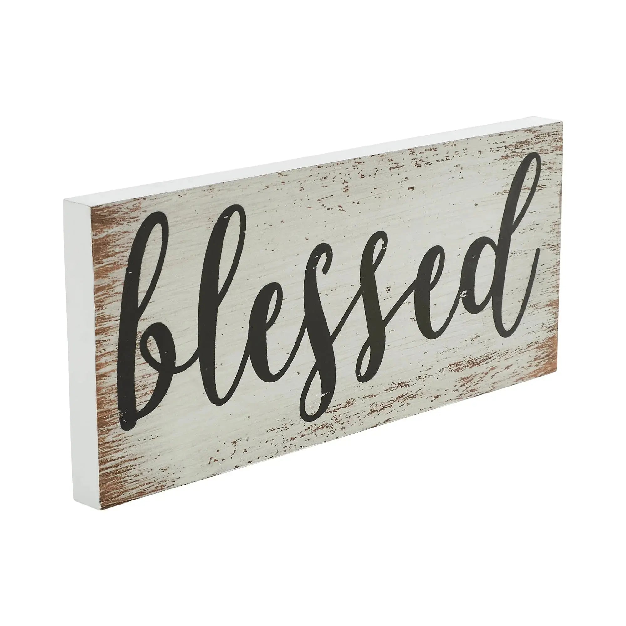 Blessed wooden sign with rustic farmhouse style, perfect for cozy home decor and cottage interiors.