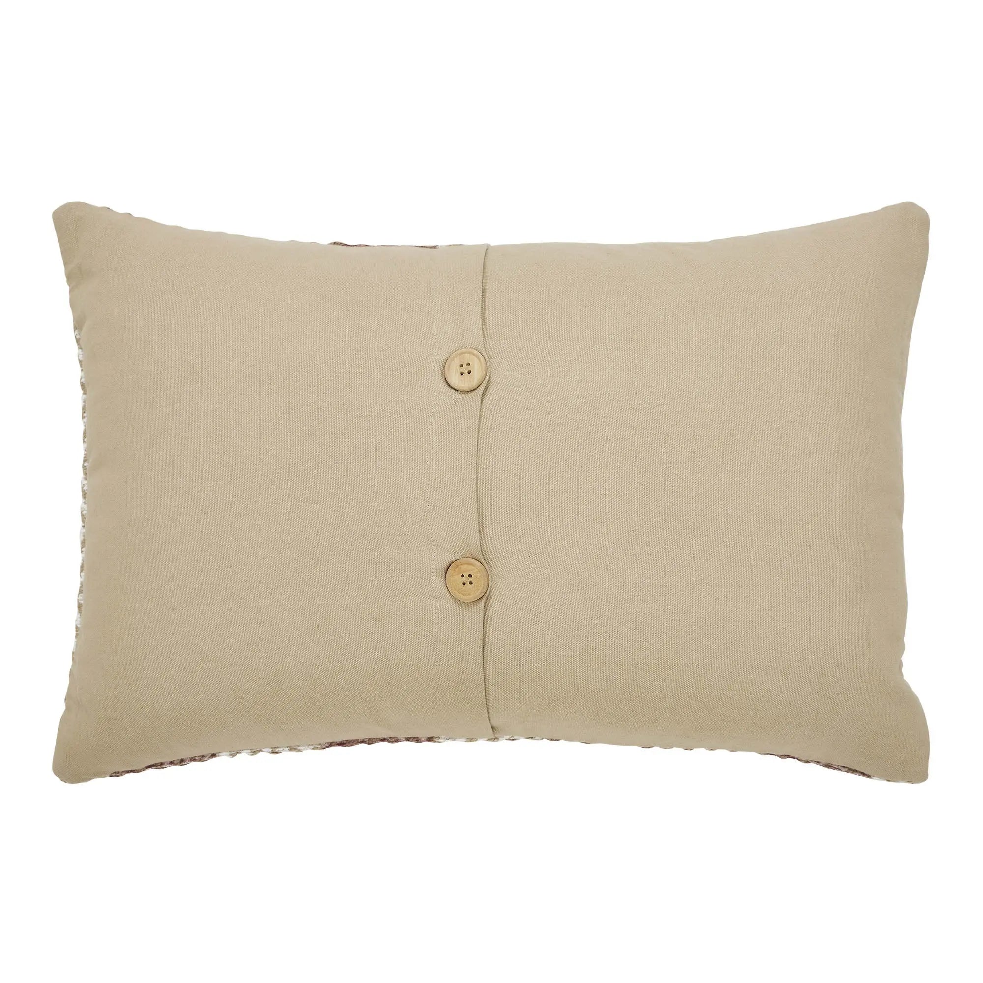 Beige pillow with two buttons on a white background
